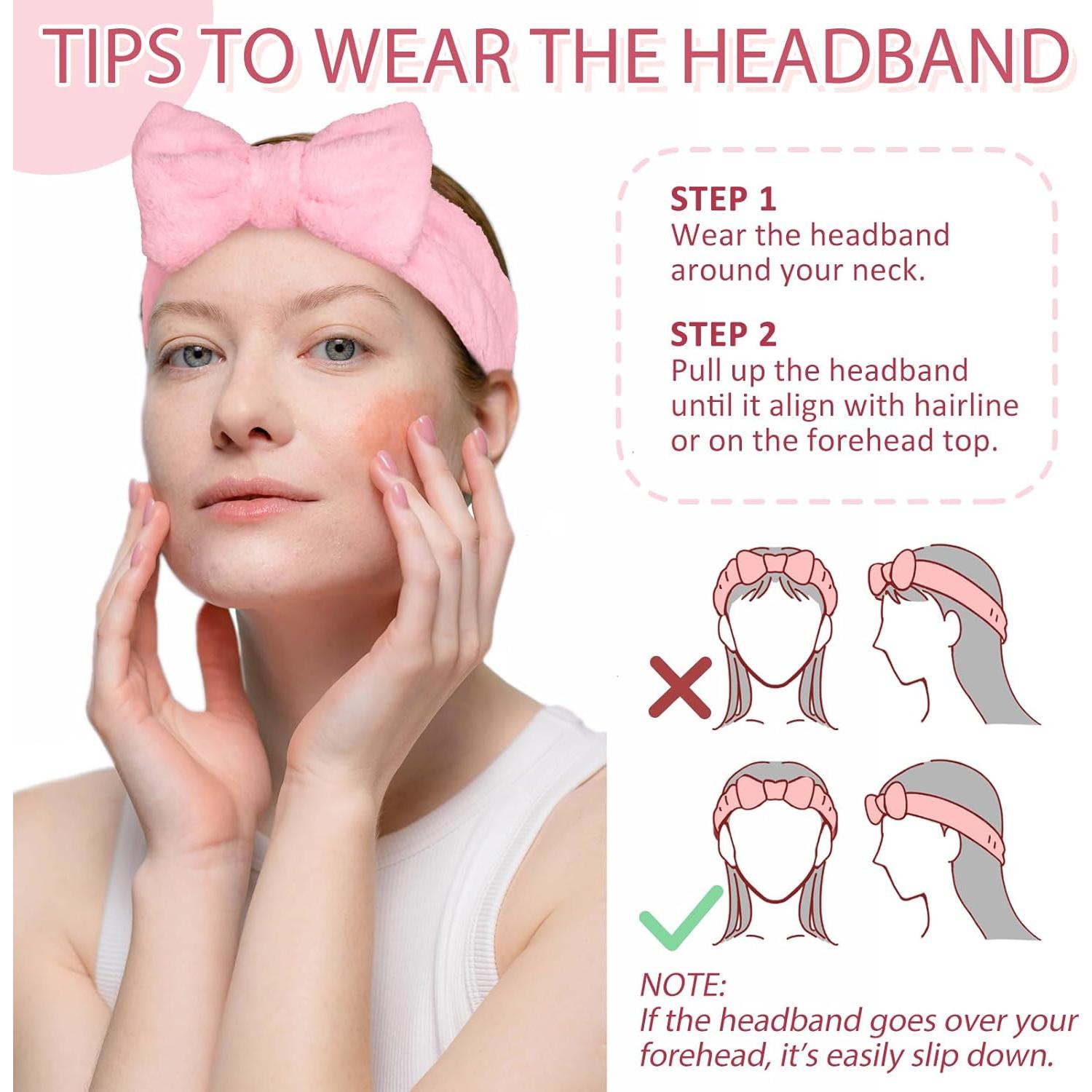 Diadema de Cuidado de la Piel Fmeida con Muñequera y Cinta Negra