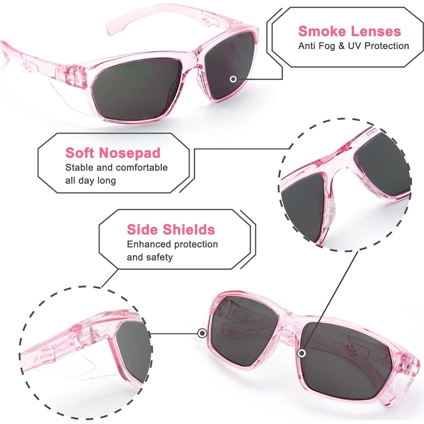 Gafas de Seguridad ProtectX Classic Rosa Antirayones y Antivaho