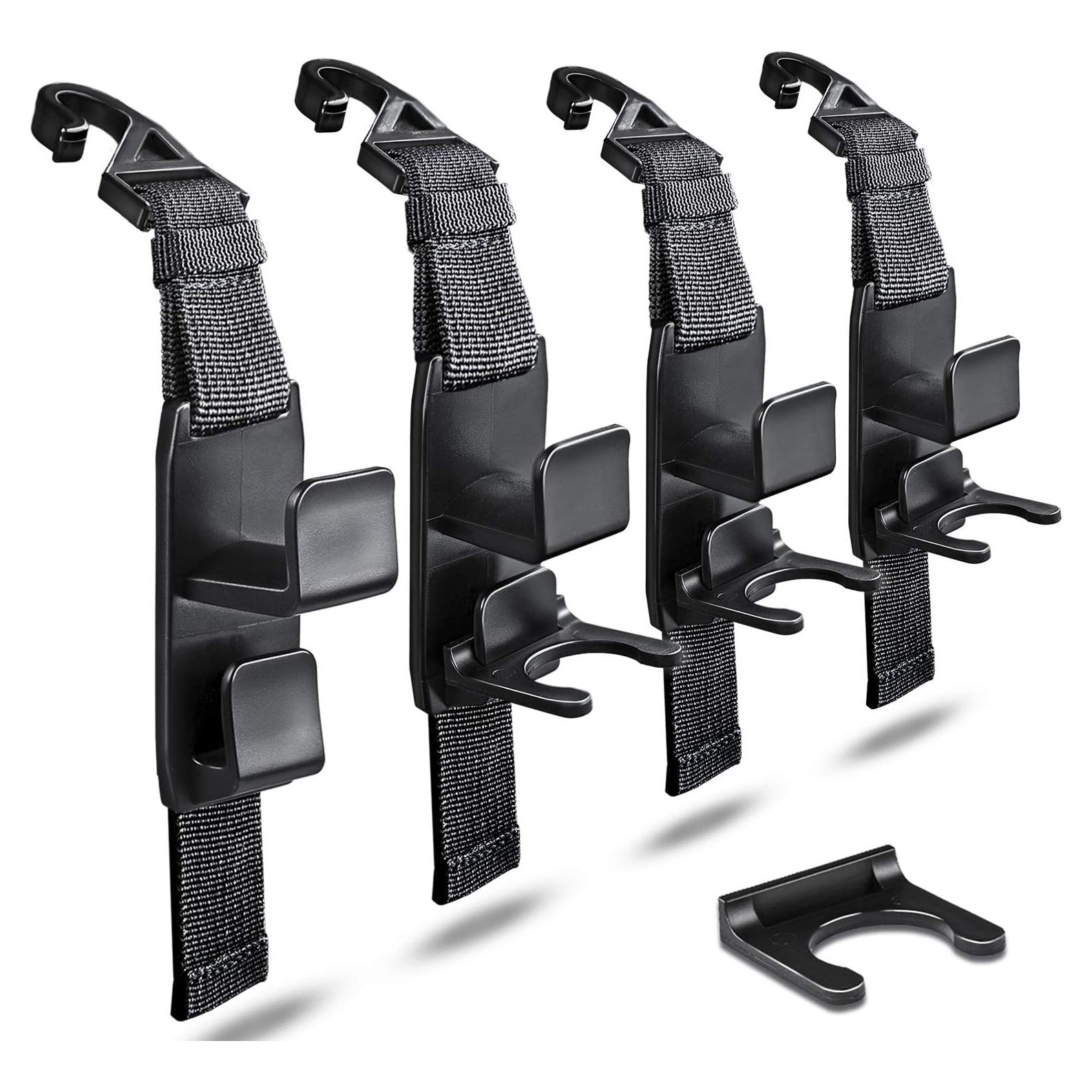 Ganchos para Reposacabezas Magic Hanger Heroway - 4 Piezas Negro Mate