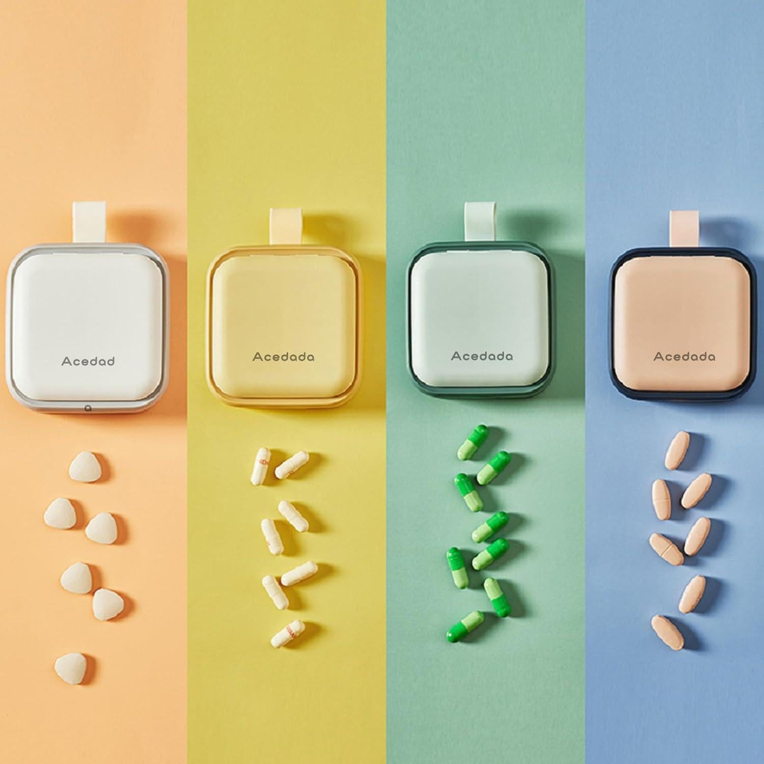 Estuche para Pastillas Acedada Verde 4 Compartimentos Portátil