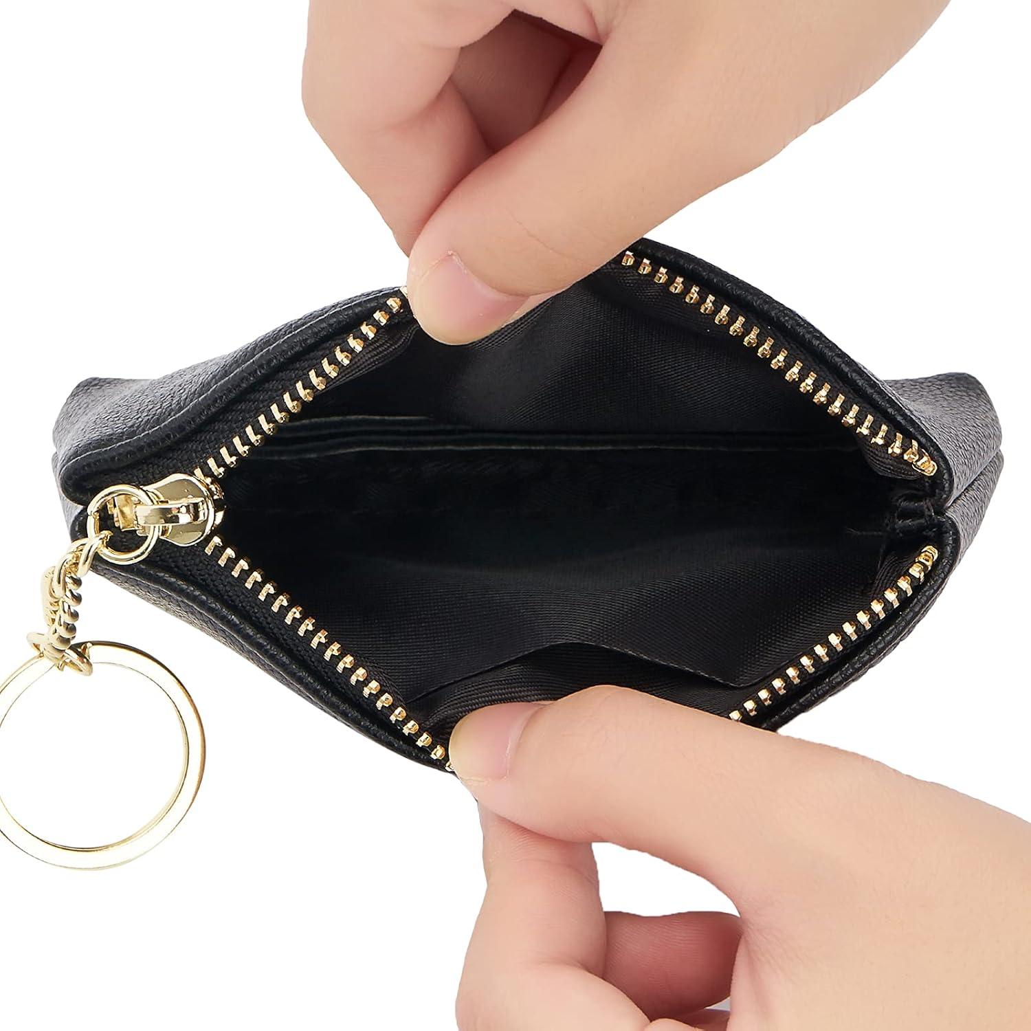 Billetera de Monedas de Cuero Artificial WOZEAH Negra Compacta