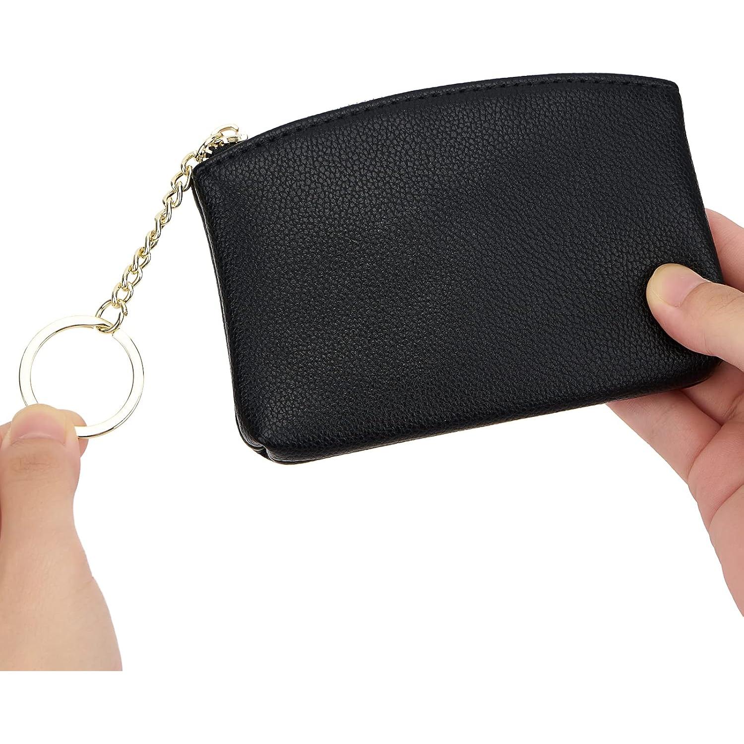 Billetera de Monedas de Cuero Artificial WOZEAH Negra Compacta