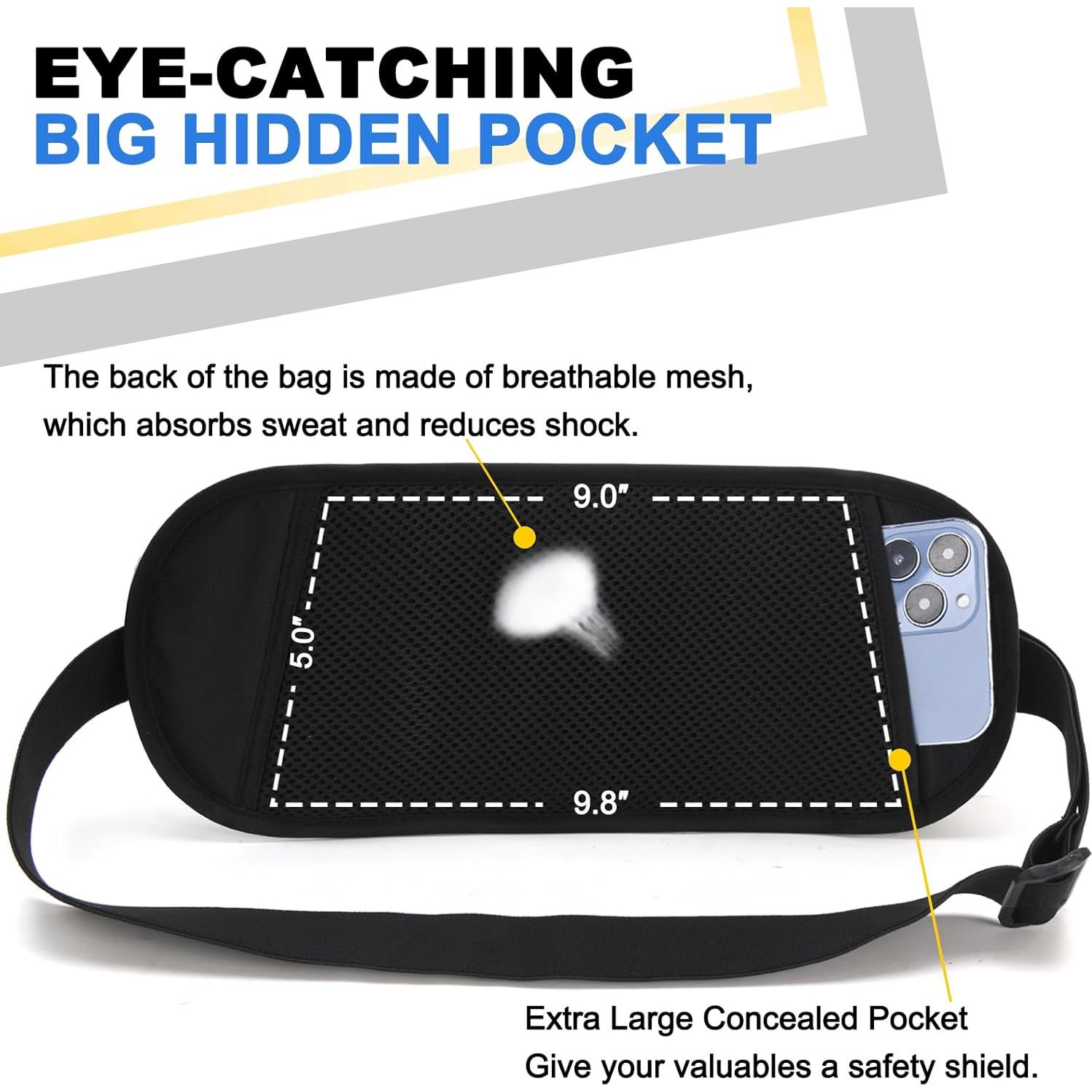 Cinturón de Dinero RFID NovForth Negro - Porta Pasaporte Impermeable