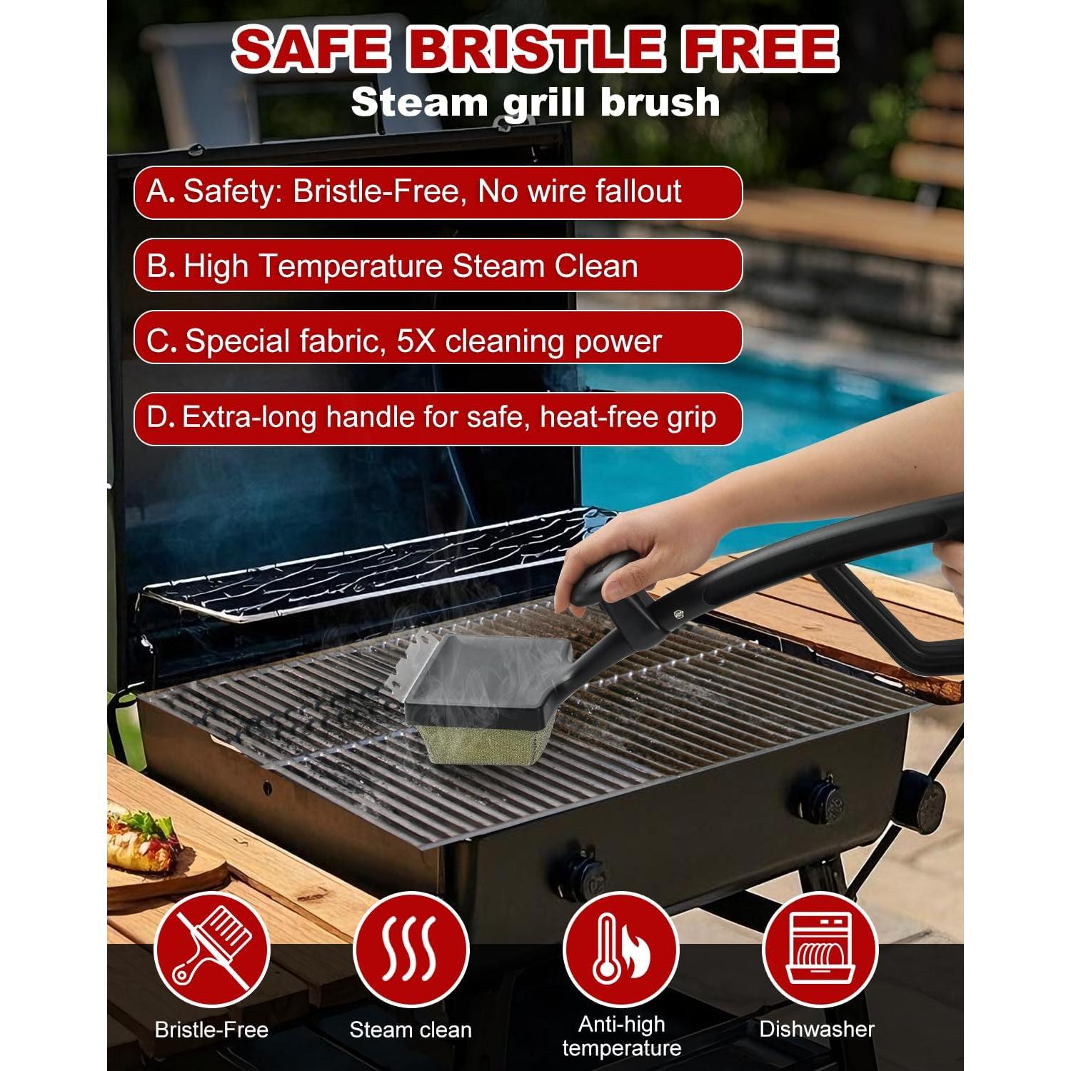 Cepillo de Parrilla a Vapor QKJCE Sin Cerda Negro 48.26 cm