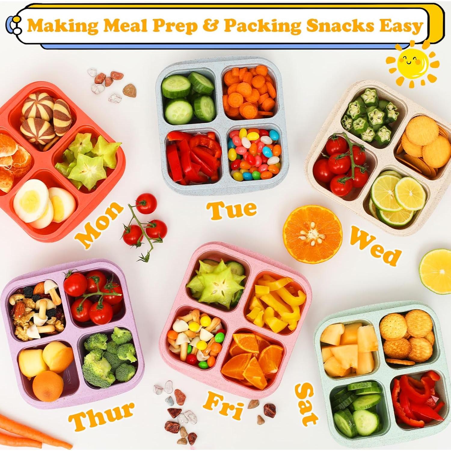 Contenedores de Comida BE OVER QUALITY 6 Pack 4 Compartimentos