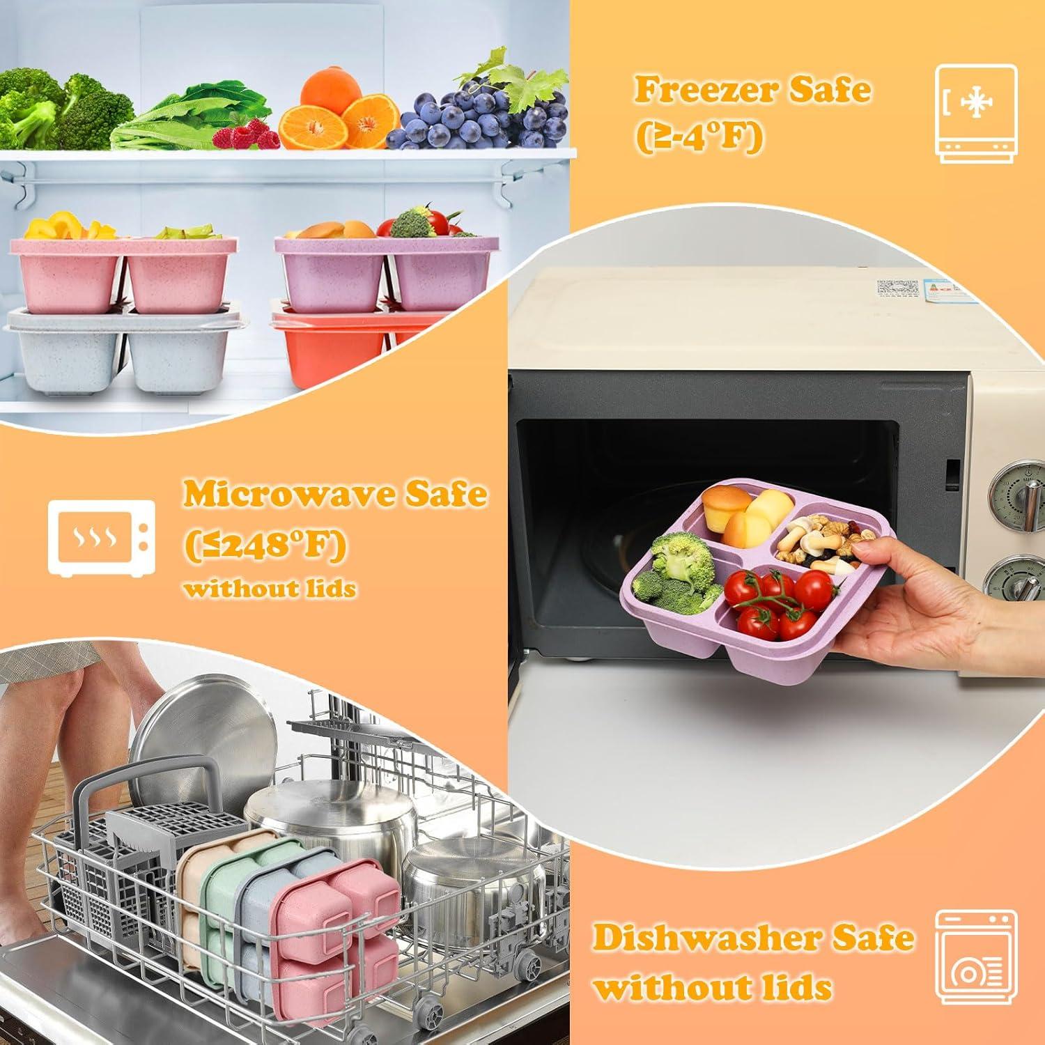 Contenedores de Comida BE OVER QUALITY 6 Pack 4 Compartimentos