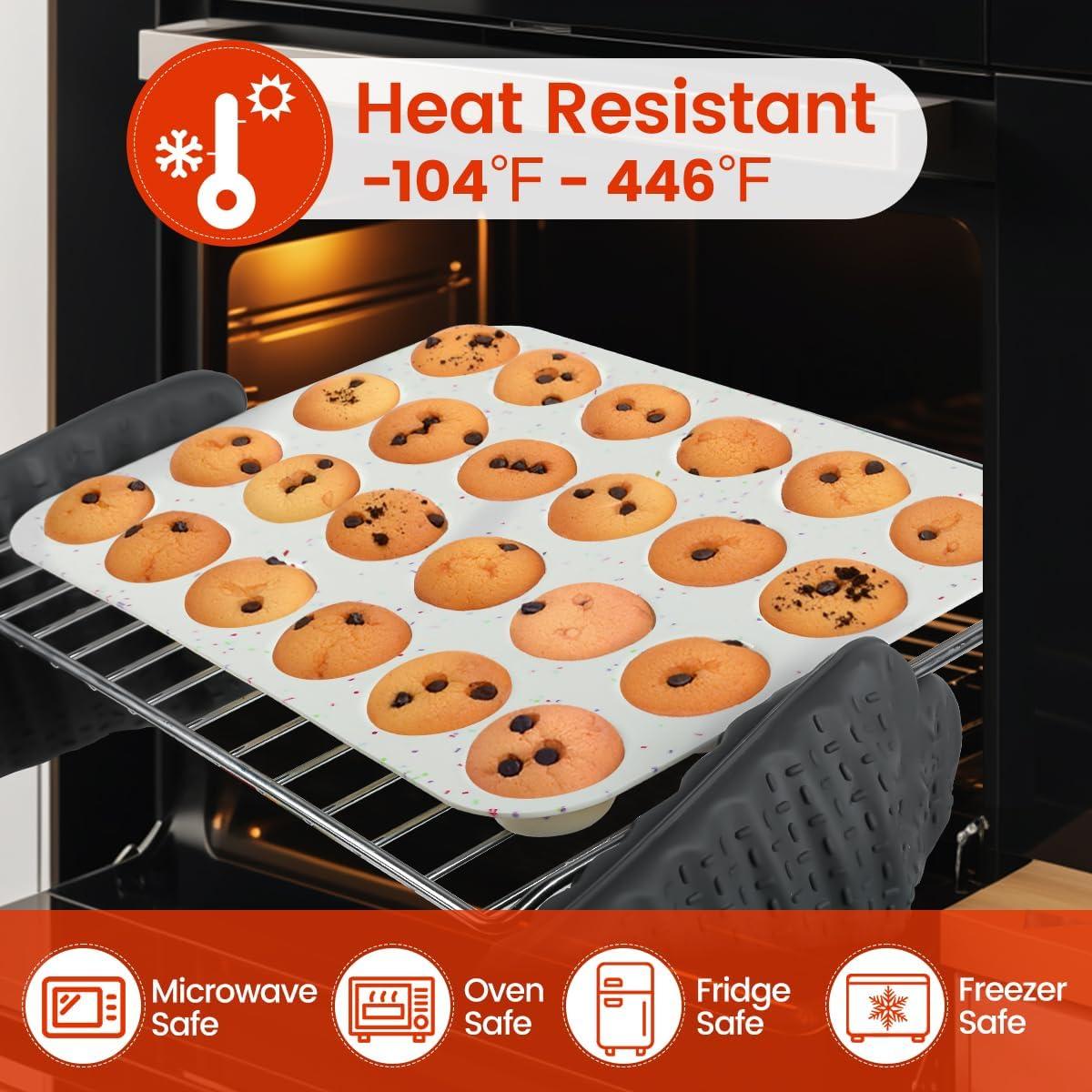 Molde de Silicona para Mini Muffins CAKETIME 24 Tazas Antiadherente