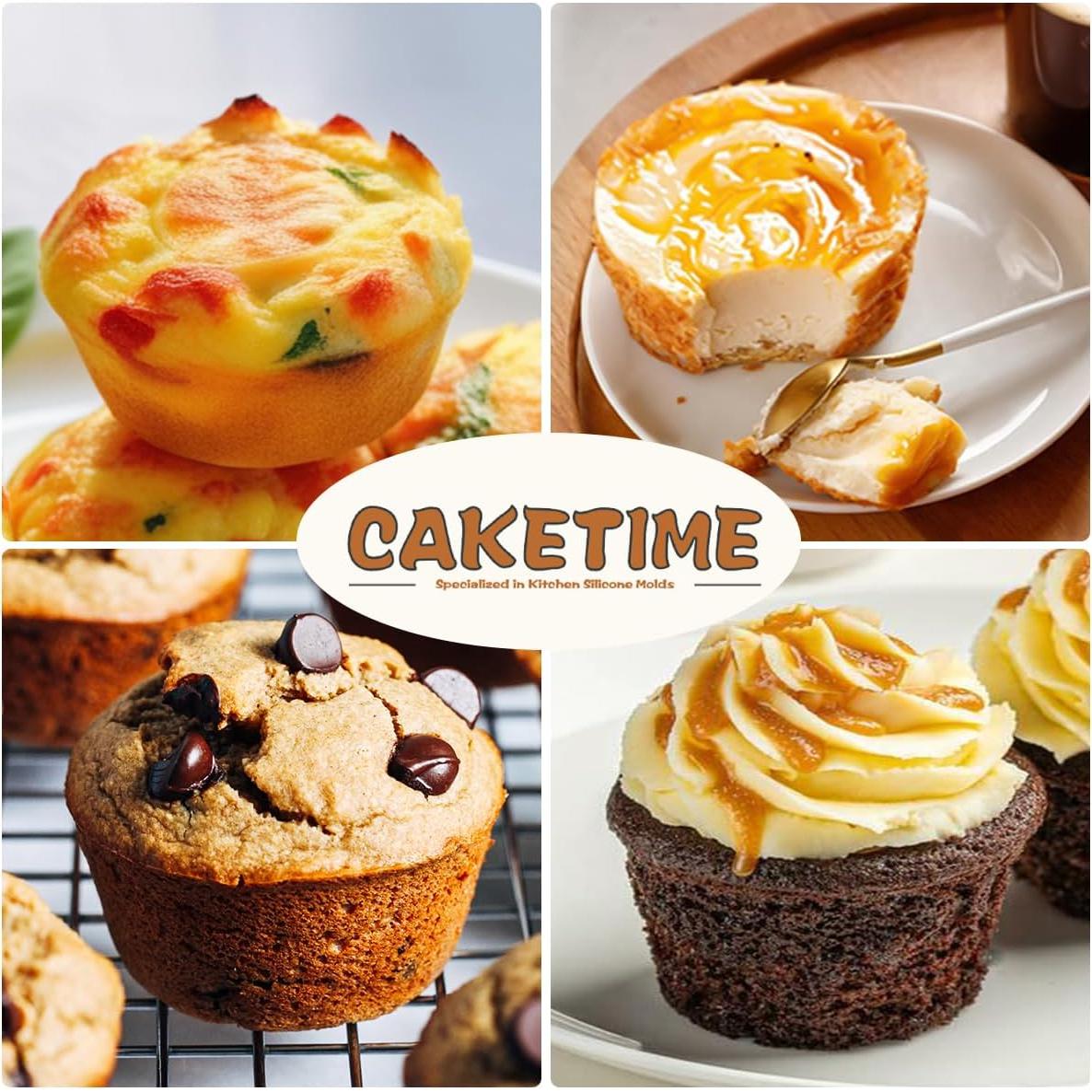 Molde de Silicona para Mini Muffins CAKETIME 24 Tazas Antiadherente