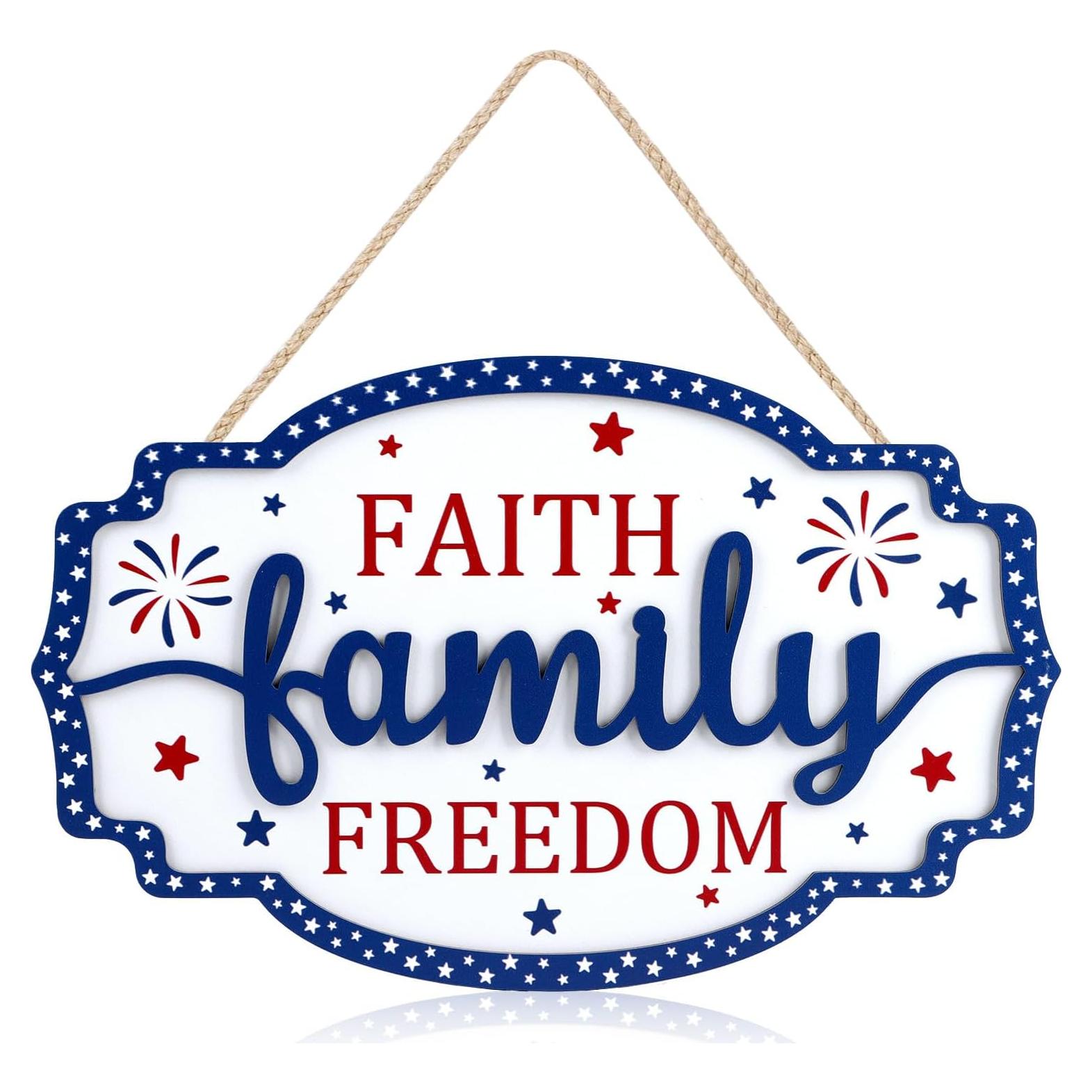 Cartel de Puerta Patriótico HOURIA 32x19.8 cm Fe Familia Libertad