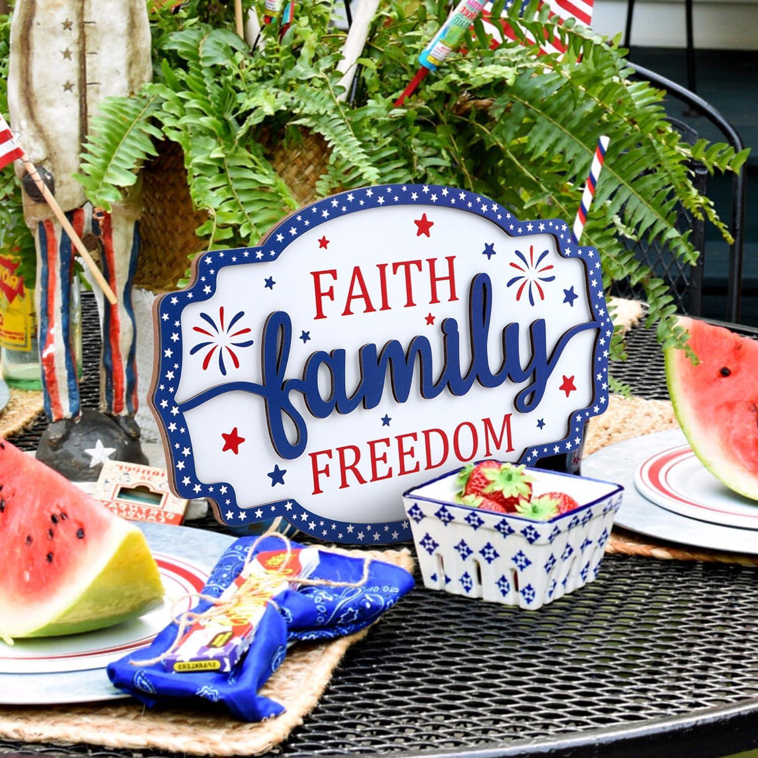 Cartel de Puerta Patriótico HOURIA 32x19.8 cm Fe Familia Libertad