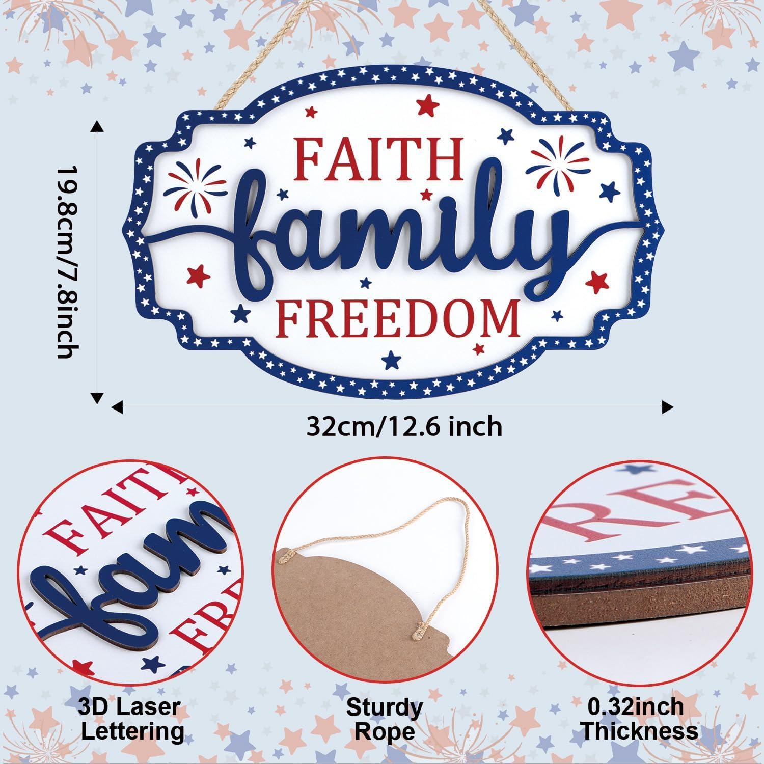 Cartel de Puerta Patriótico HOURIA 32x19.8 cm Fe Familia Libertad