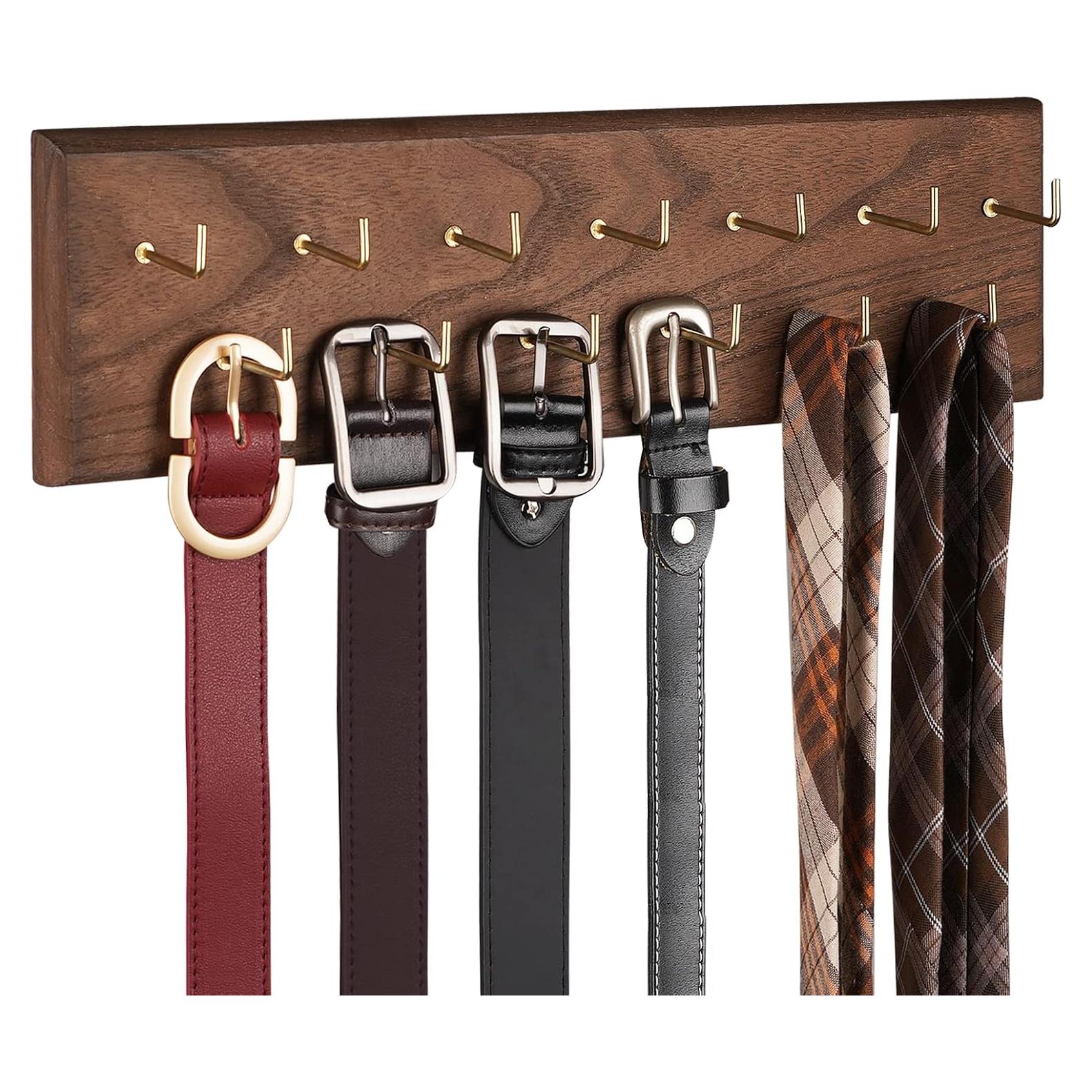 Organizador de Cinturones Creproly - Estante de Madera 28 Cinturones