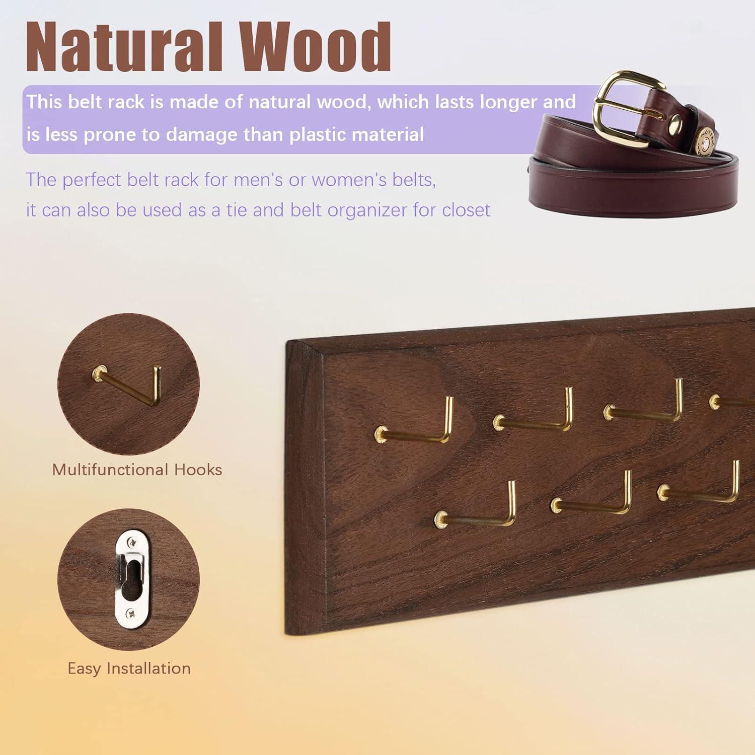 Organizador de Cinturones Creproly - Estante de Madera 28 Cinturones