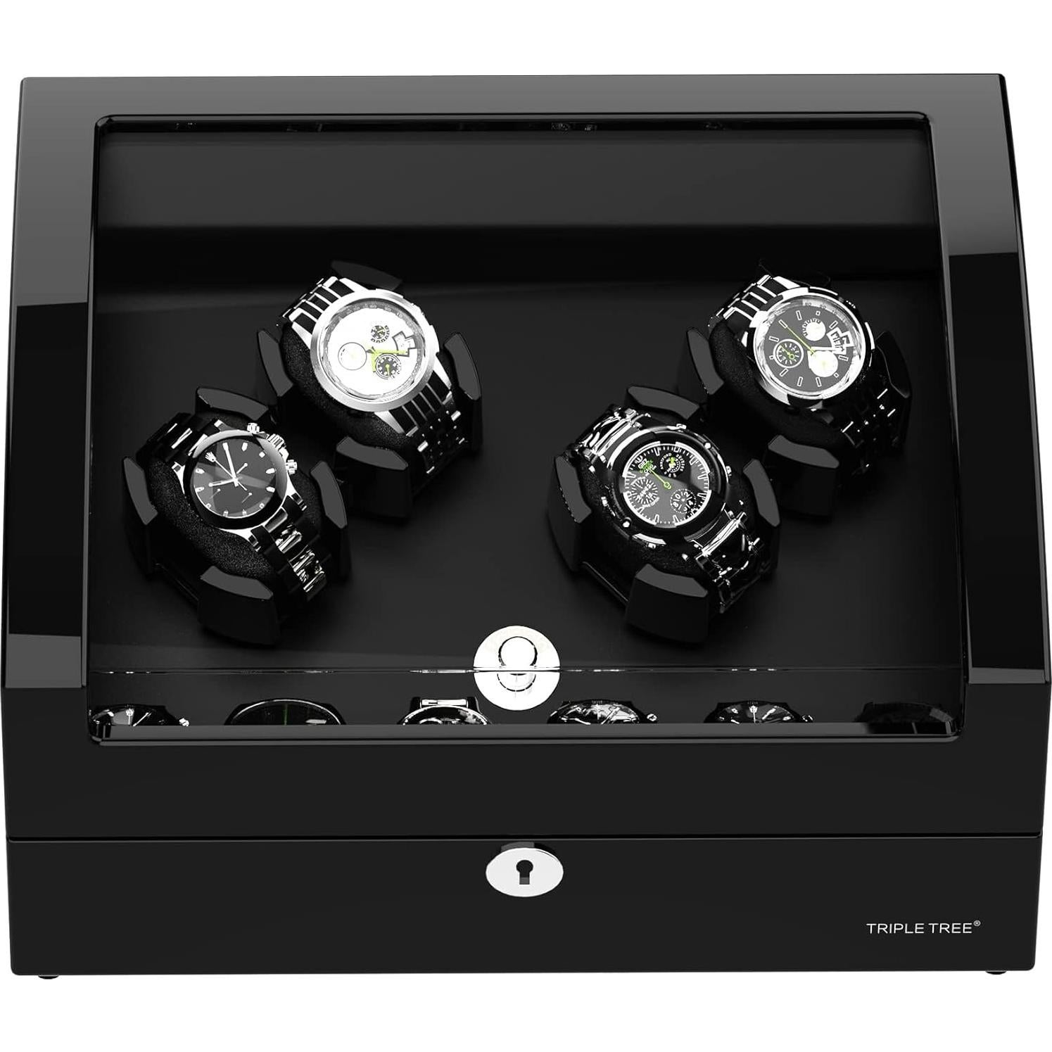 Reloj Winder TRIPLE TREE para 4 Relojes Automáticos y 6 Almacenamientos