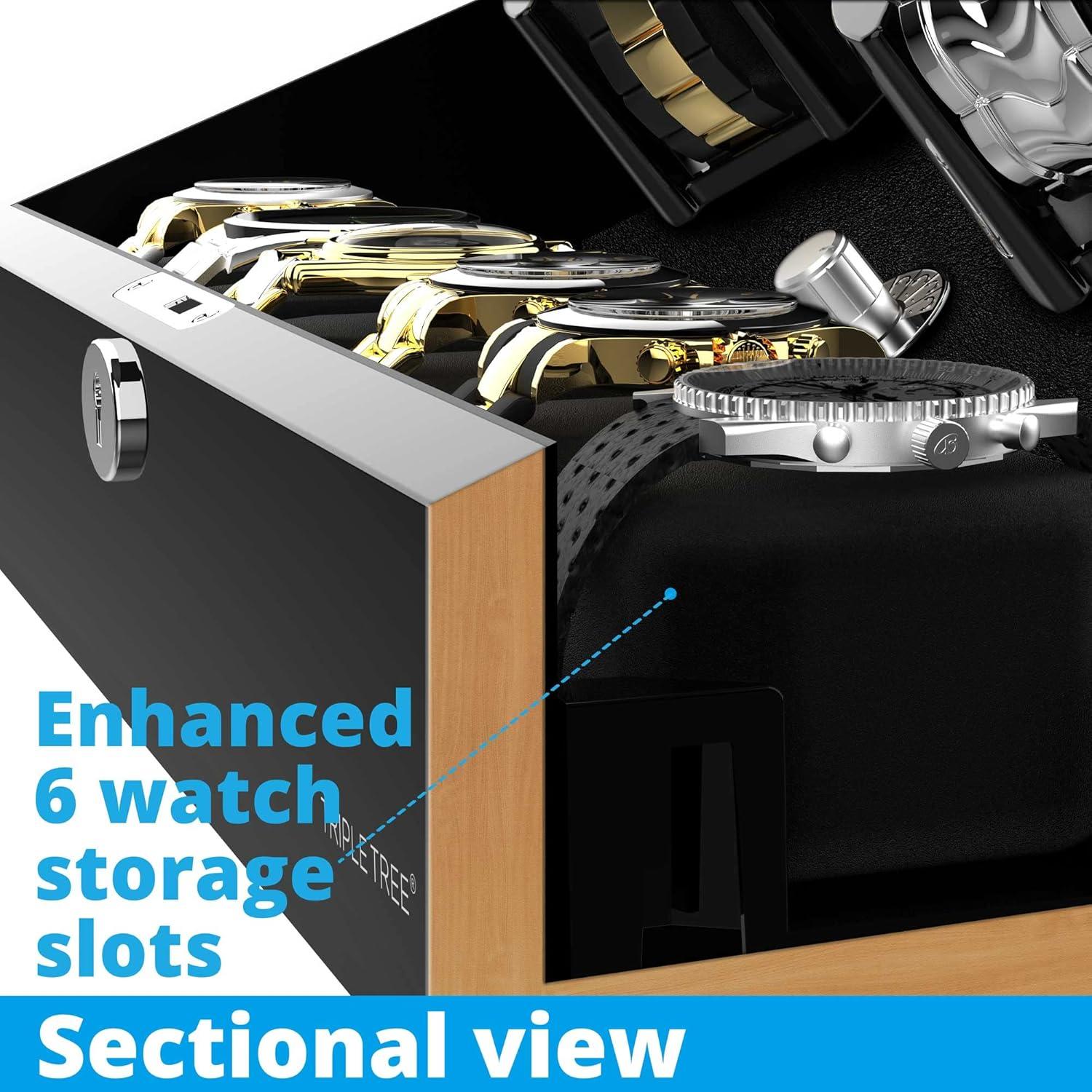 Reloj Winder TRIPLE TREE para 4 Relojes Automáticos y 6 Almacenamientos