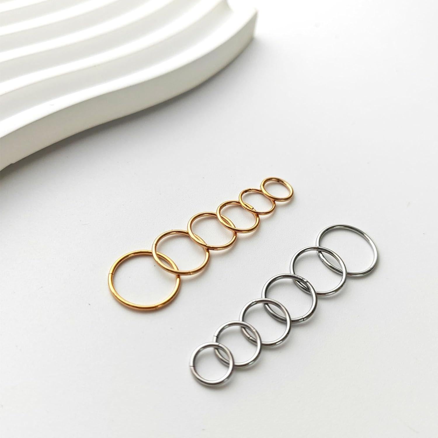 Aros Nasales 316L Acero Quirúrgico 12 Piezas 6-12mm