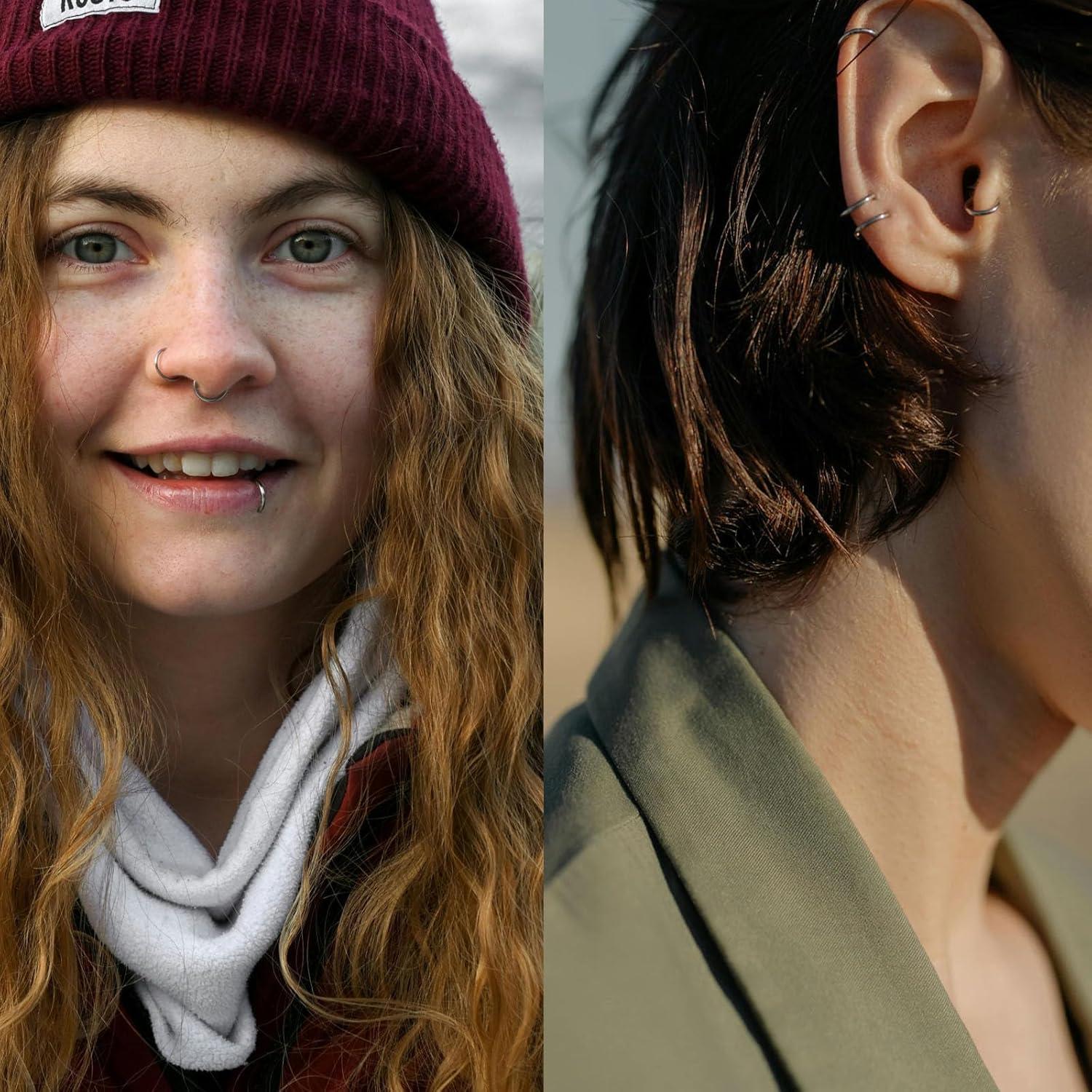 Aros Nasales 316L Acero Quirúrgico 12 Piezas 6-12mm