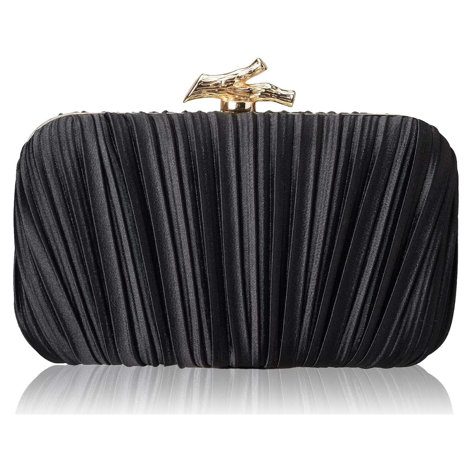Bolso Clutch de Noche Suhatjia Negro con Cadena Desmontable