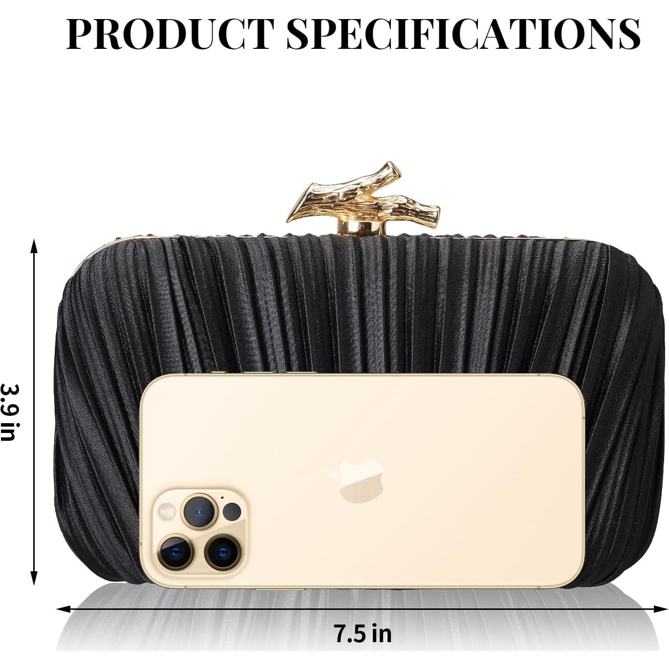 Bolso Clutch de Noche Suhatjia Negro con Cadena Desmontable