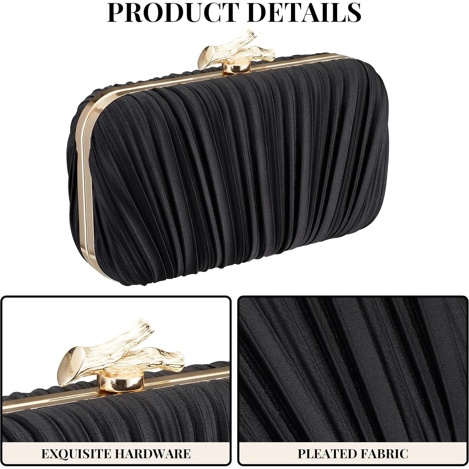 Bolso Clutch de Noche Suhatjia Negro con Cadena Desmontable