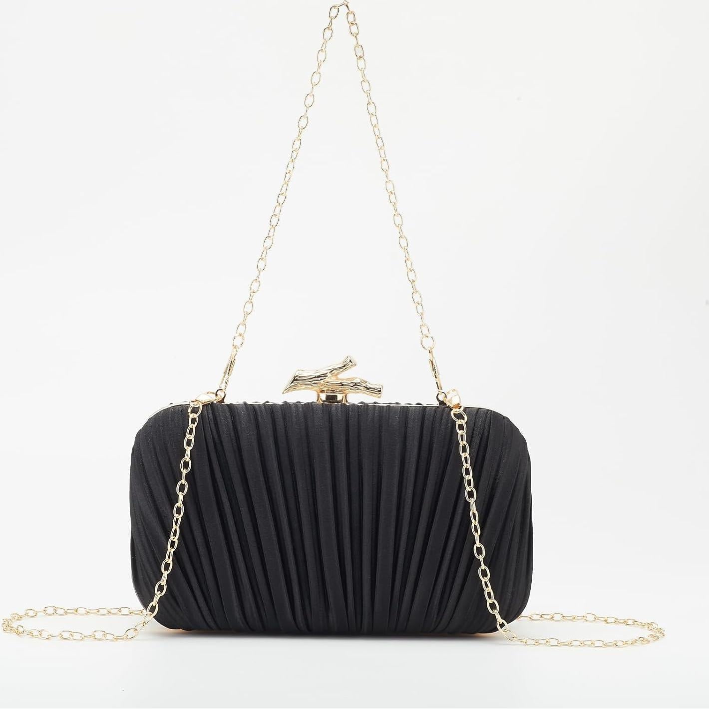 Bolso Clutch de Noche Suhatjia Negro con Cadena Desmontable