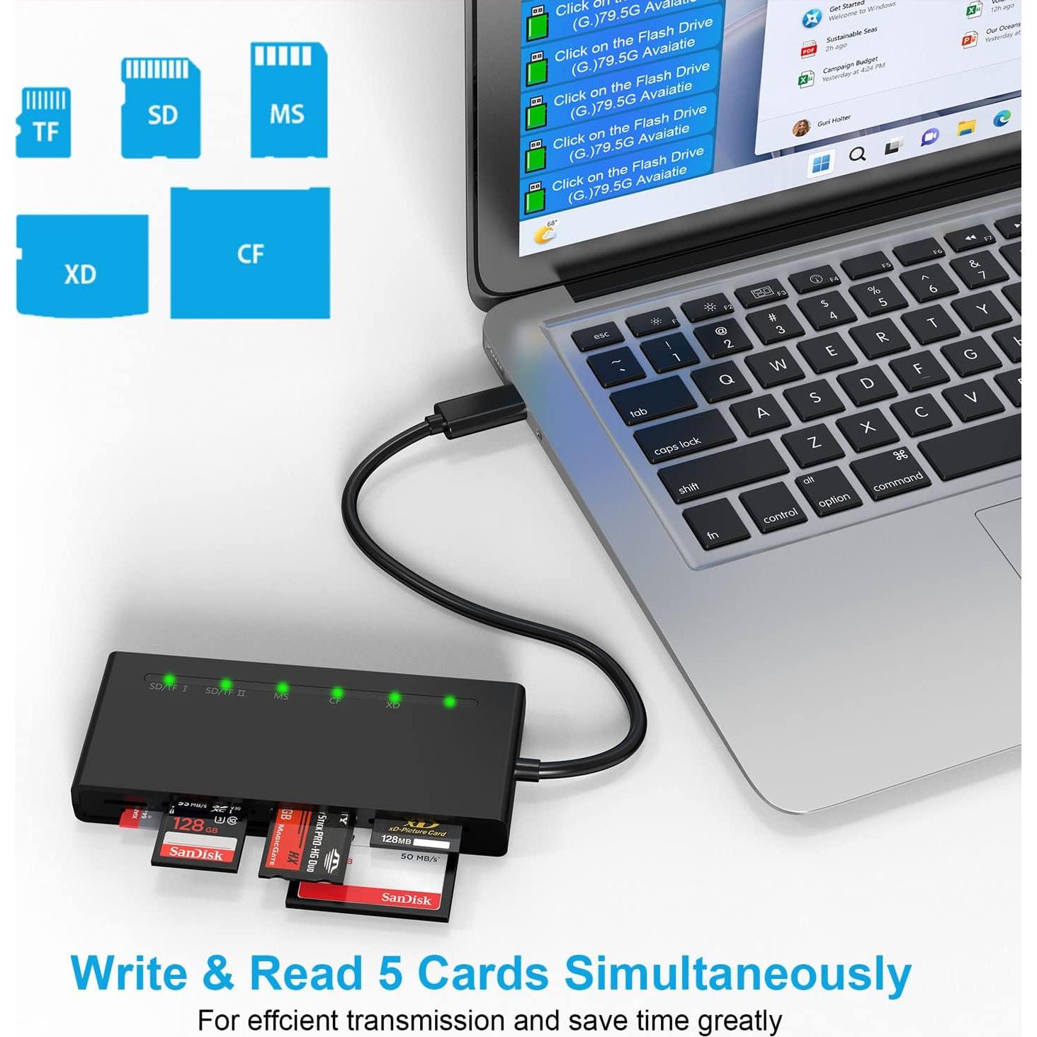 Lector de Tarjetas Multi USB C Yeemie Pro 7-en-1 5Gbps