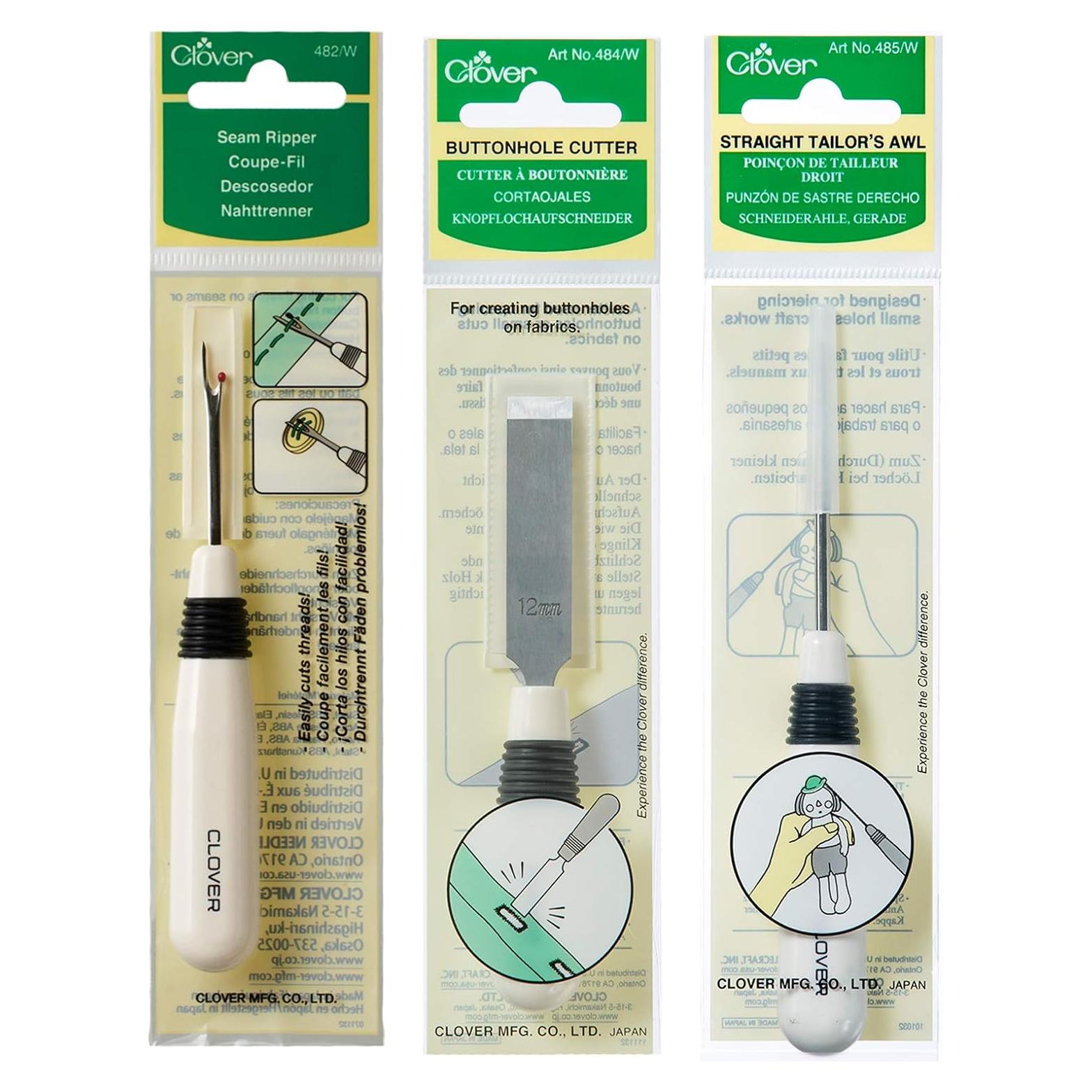 Cortador de Ojal Clover #80 + Desgarrador y Awl Manual