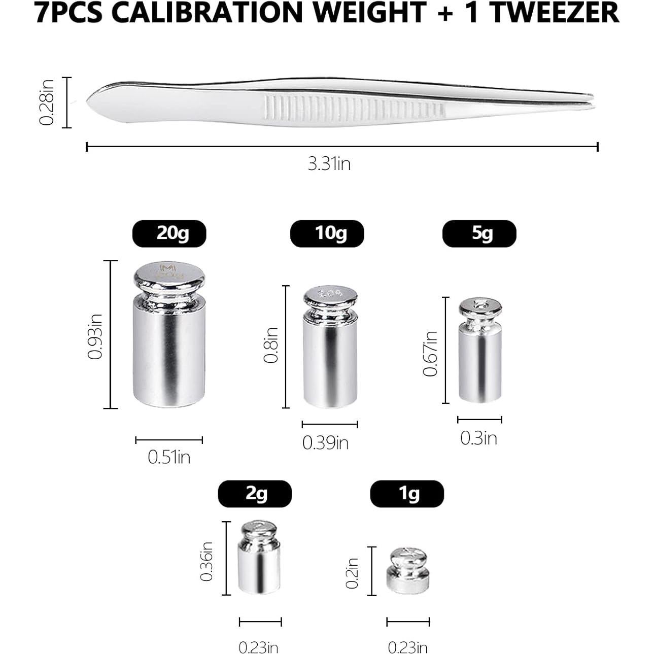 Juego de Pesas de Calibración UNIWEIGH 7pcs 1-60g