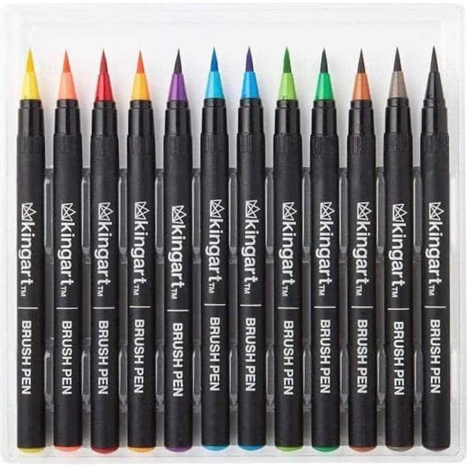 Marcadores de Pincel KINGART 12 Colores Acuarela Nylon