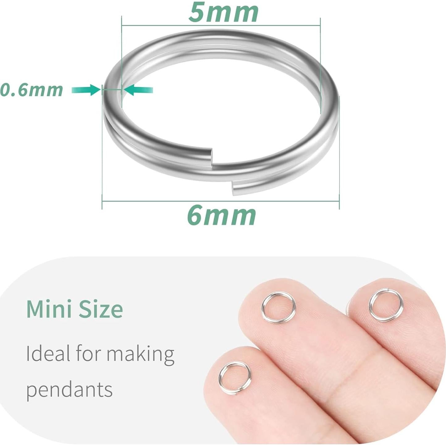 Anillas de Salto Doble Bucle Uniclife 6 mm 500 Pcs Metal