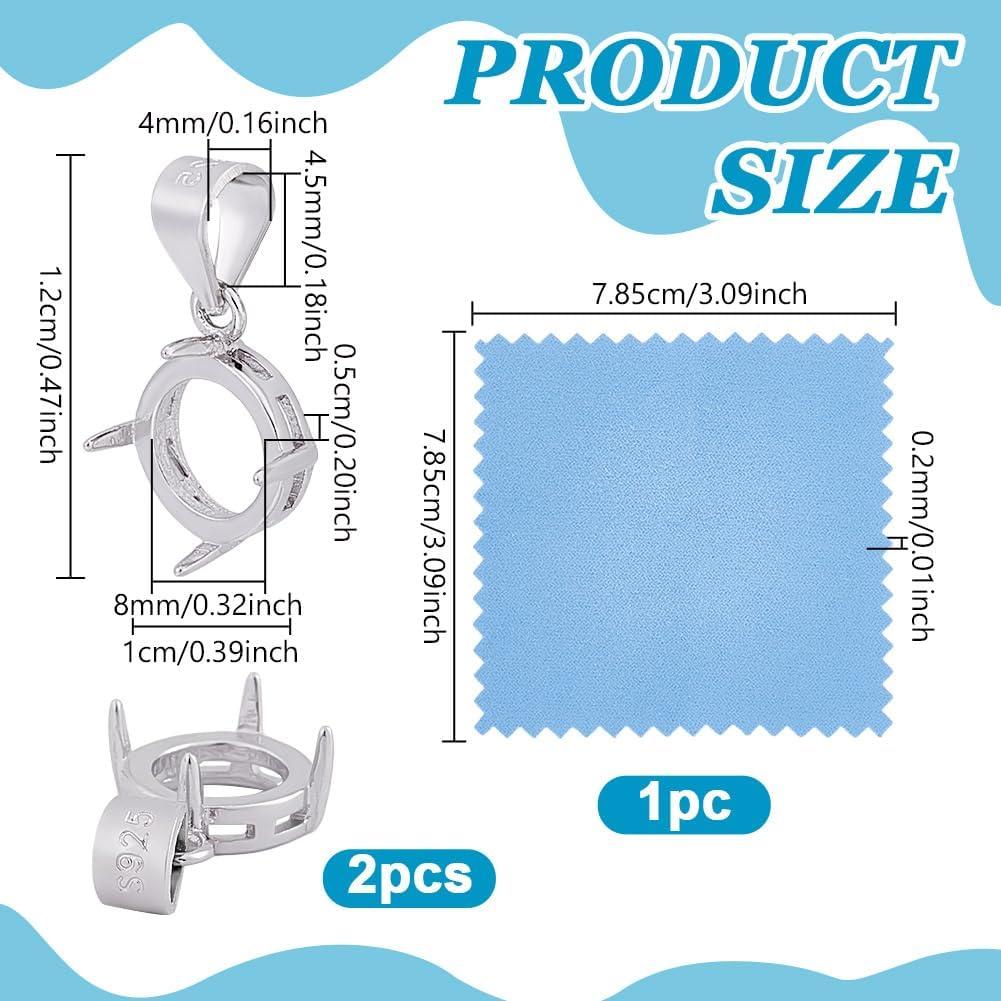 Encantos Colgantes de 925 Plata Esterlina UNICRAFTALE - 2 Pcs Redondo Plano