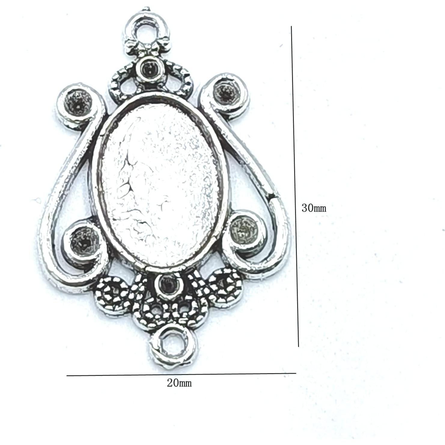 Encantos Raqueta de Tenis YOOGCORETT 50pcs Plata Antigua 23x10mm