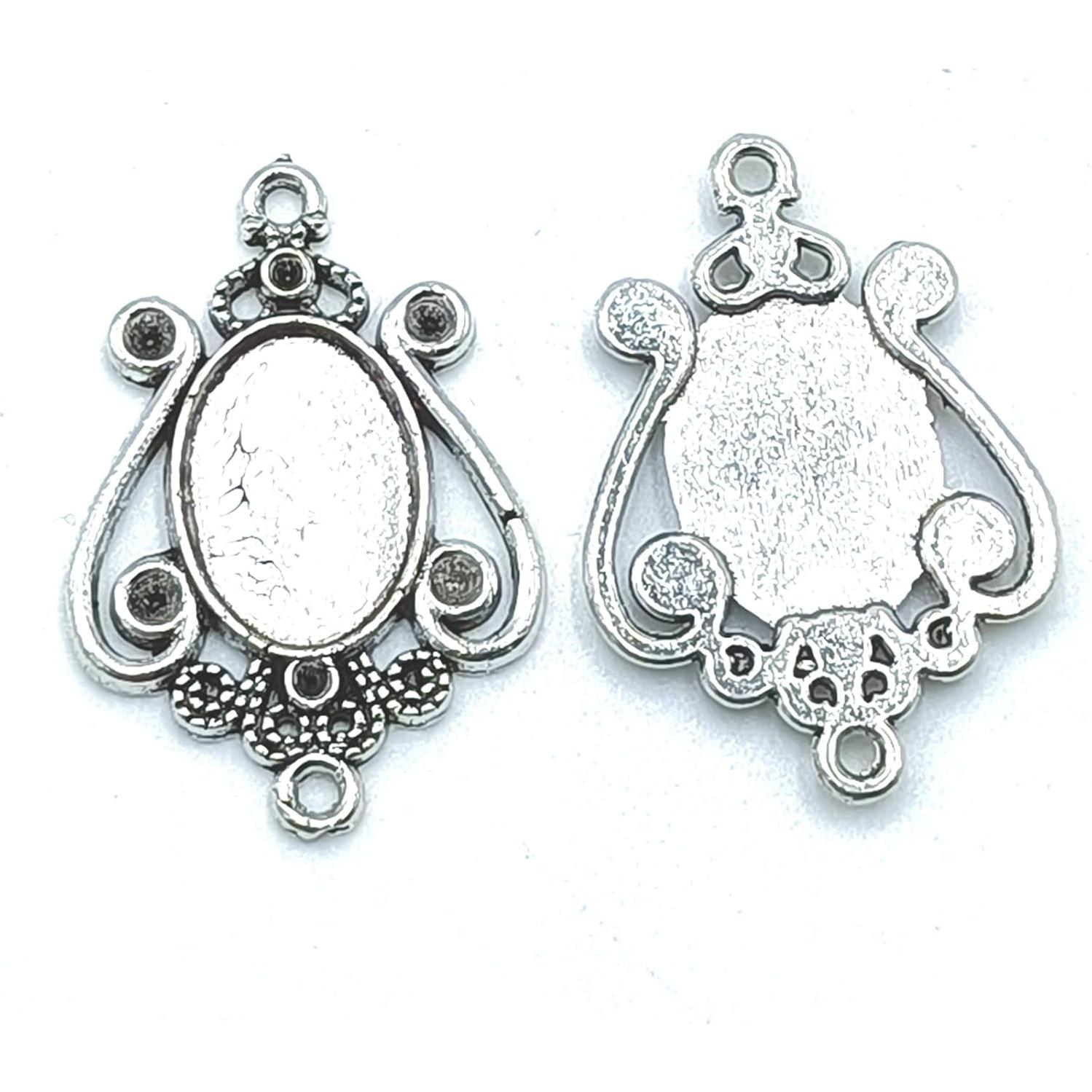 Encantos Raqueta de Tenis YOOGCORETT 50pcs Plata Antigua 23x10mm