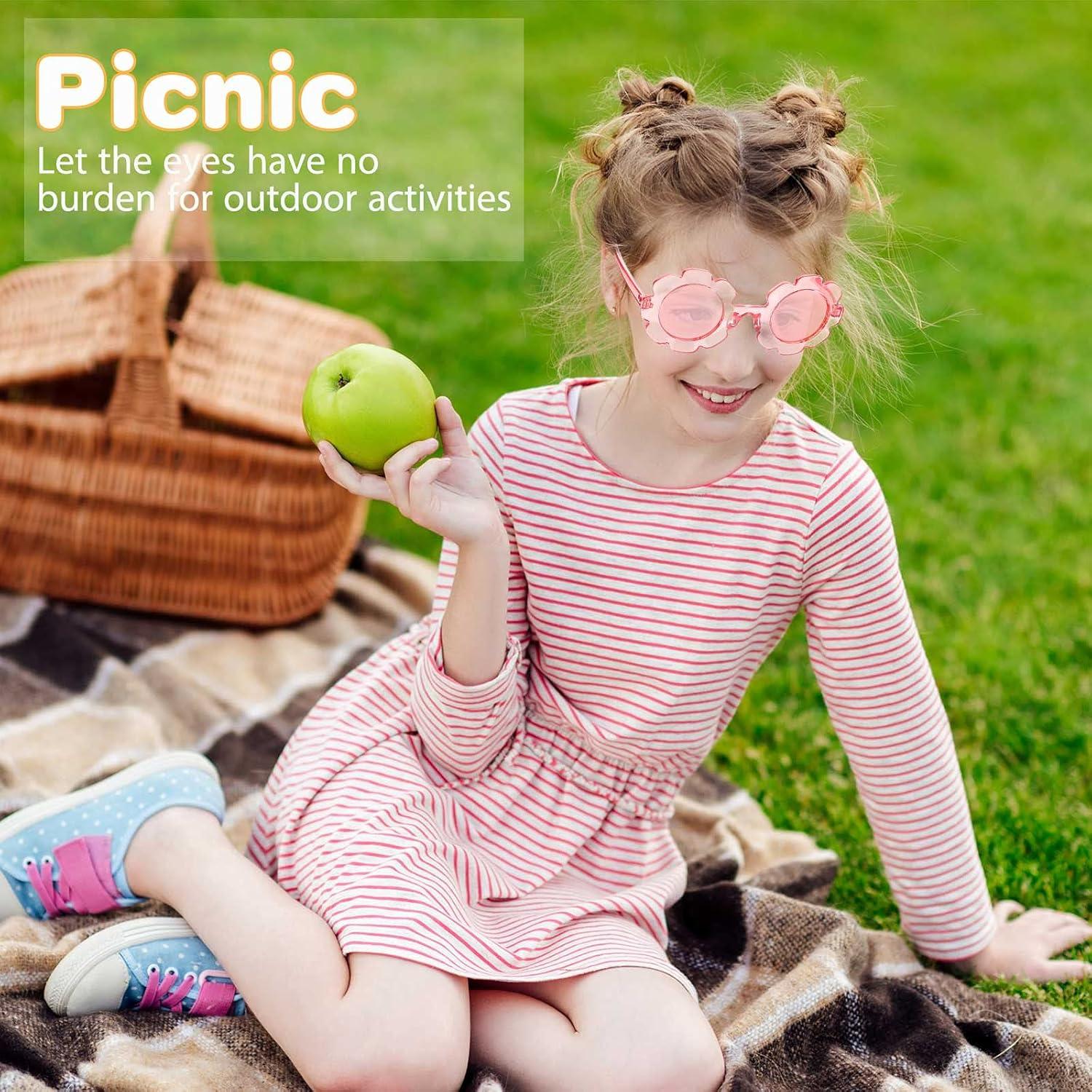 Gafas de sol redondas de flores Flutesan para niños - 3 piezas