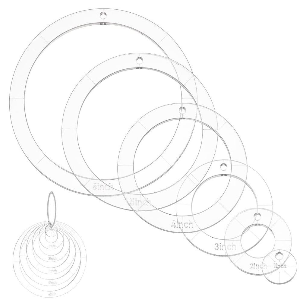 Plantillas Acrílicas Circulares NBEADS 6 Pcs para Costura 1-15 cm