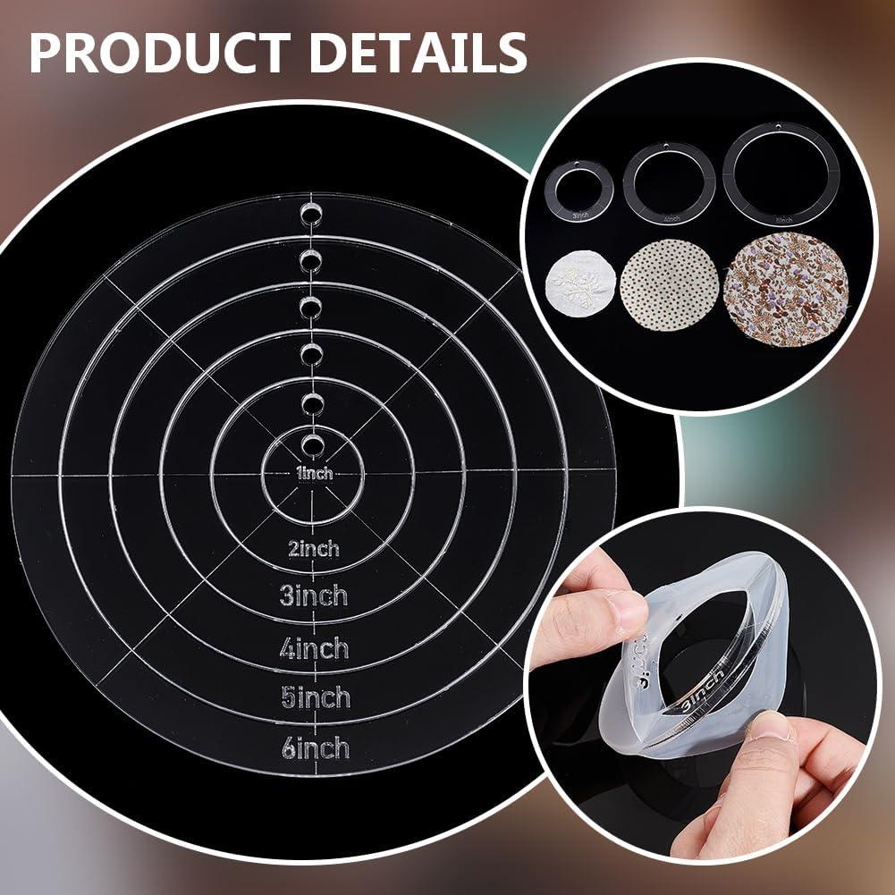 Plantillas Acrílicas Circulares NBEADS 6 Pcs para Costura 1-15 cm