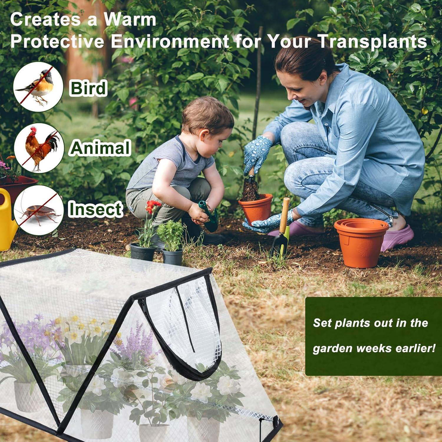 Cubierta de Jardín Elevada Plegable Mofuiry con Puerta Cremallera 79x35x43cm
