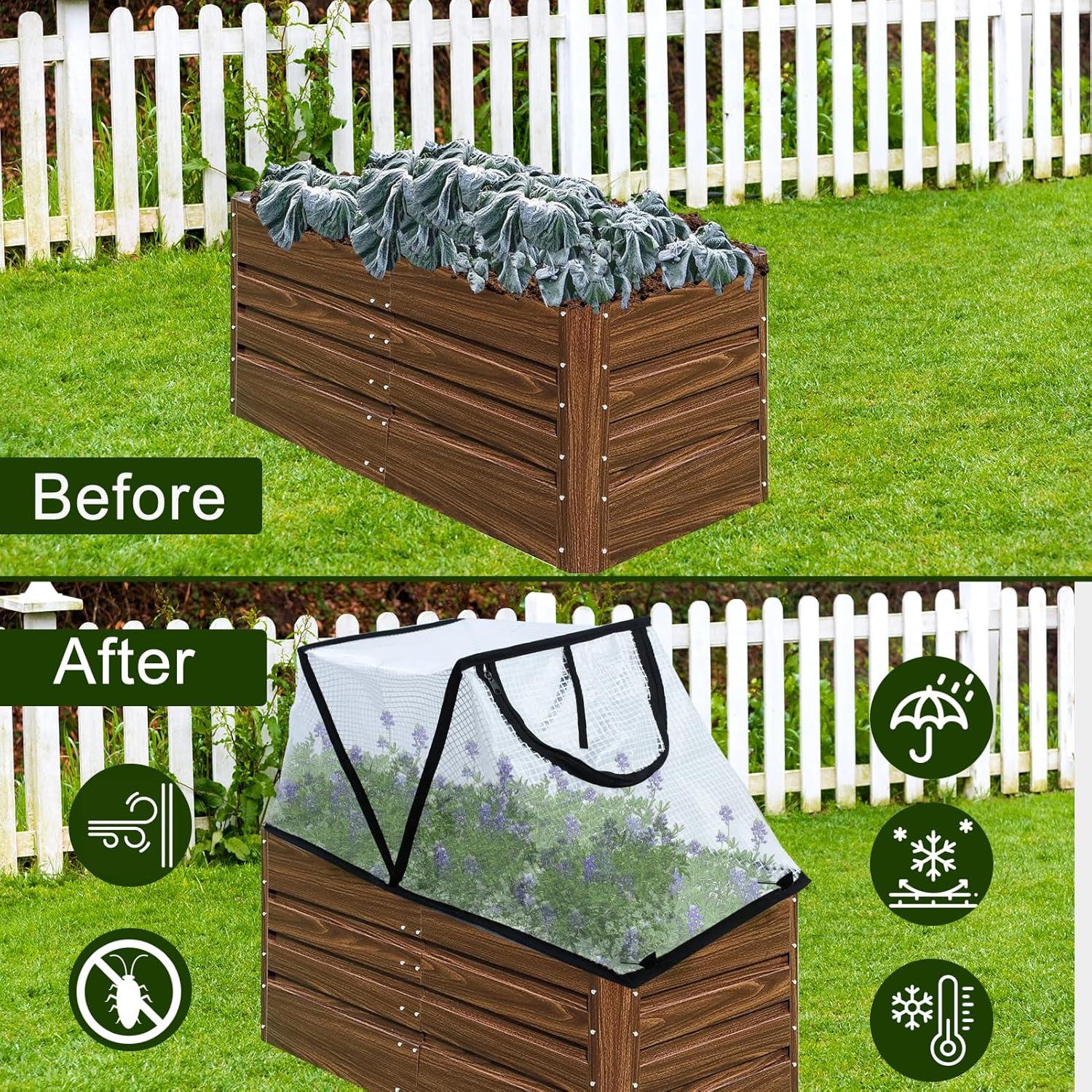 Cubierta de Jardín Elevada Plegable Mofuiry con Puerta Cremallera 79x35x43cm