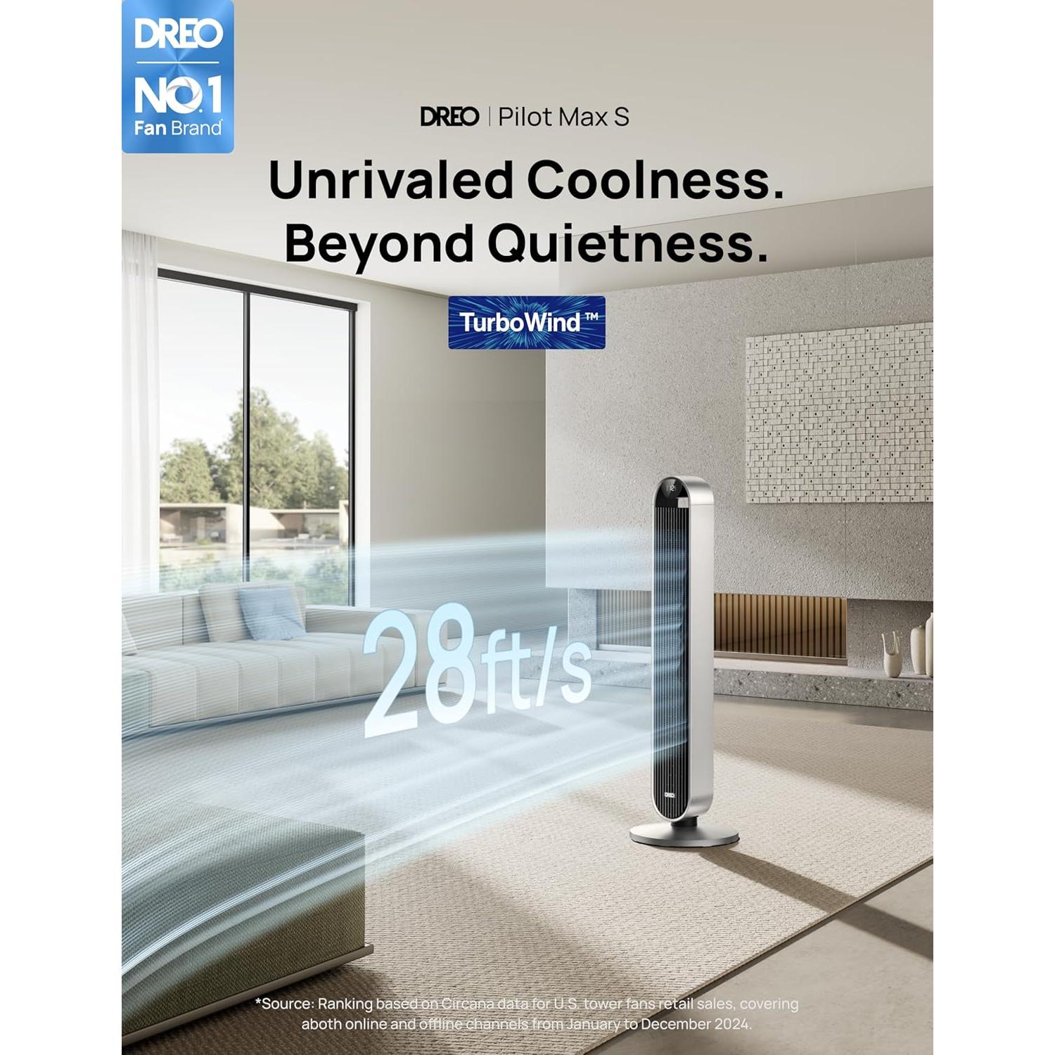 Ventilador de Torre Dreo Pilot Max 106 cm Silencioso 12 Velocidades