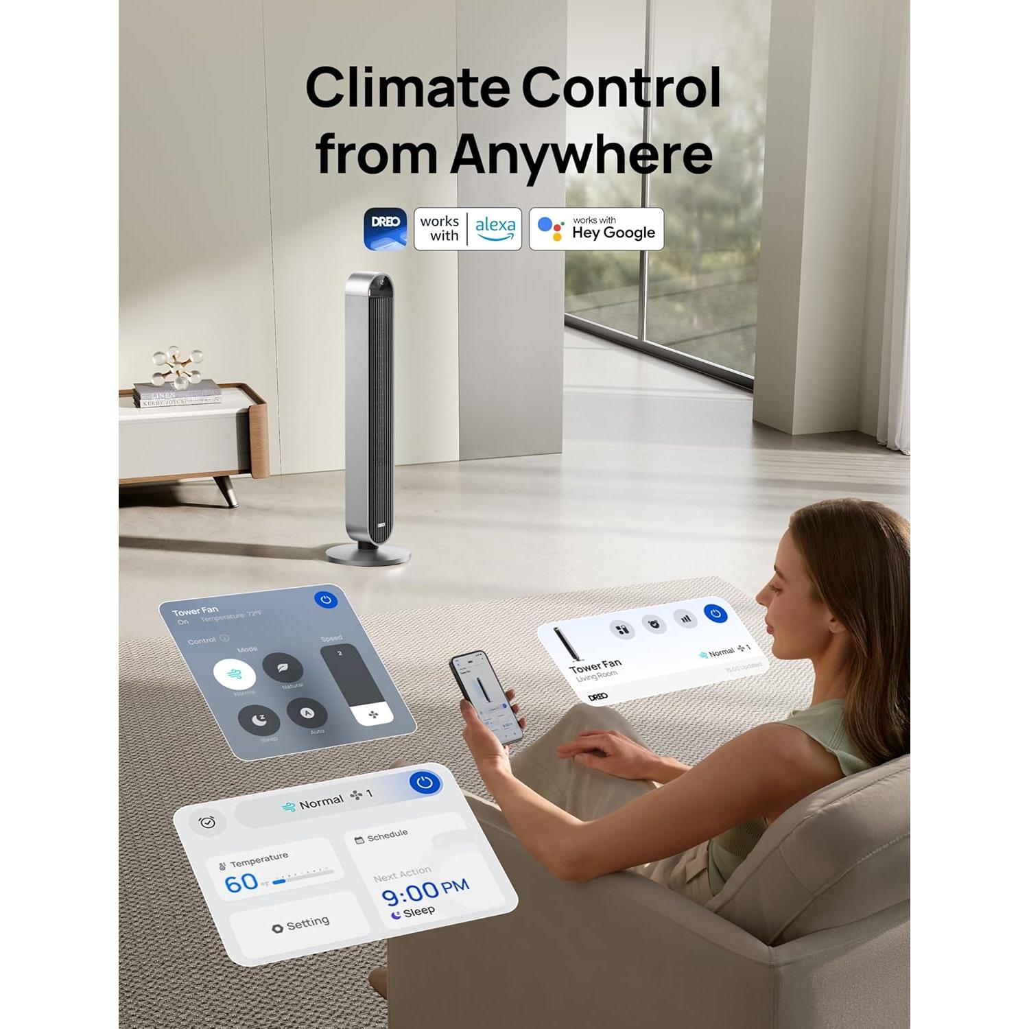 Ventilador de Torre Dreo Pilot Max 106 cm Silencioso 12 Velocidades