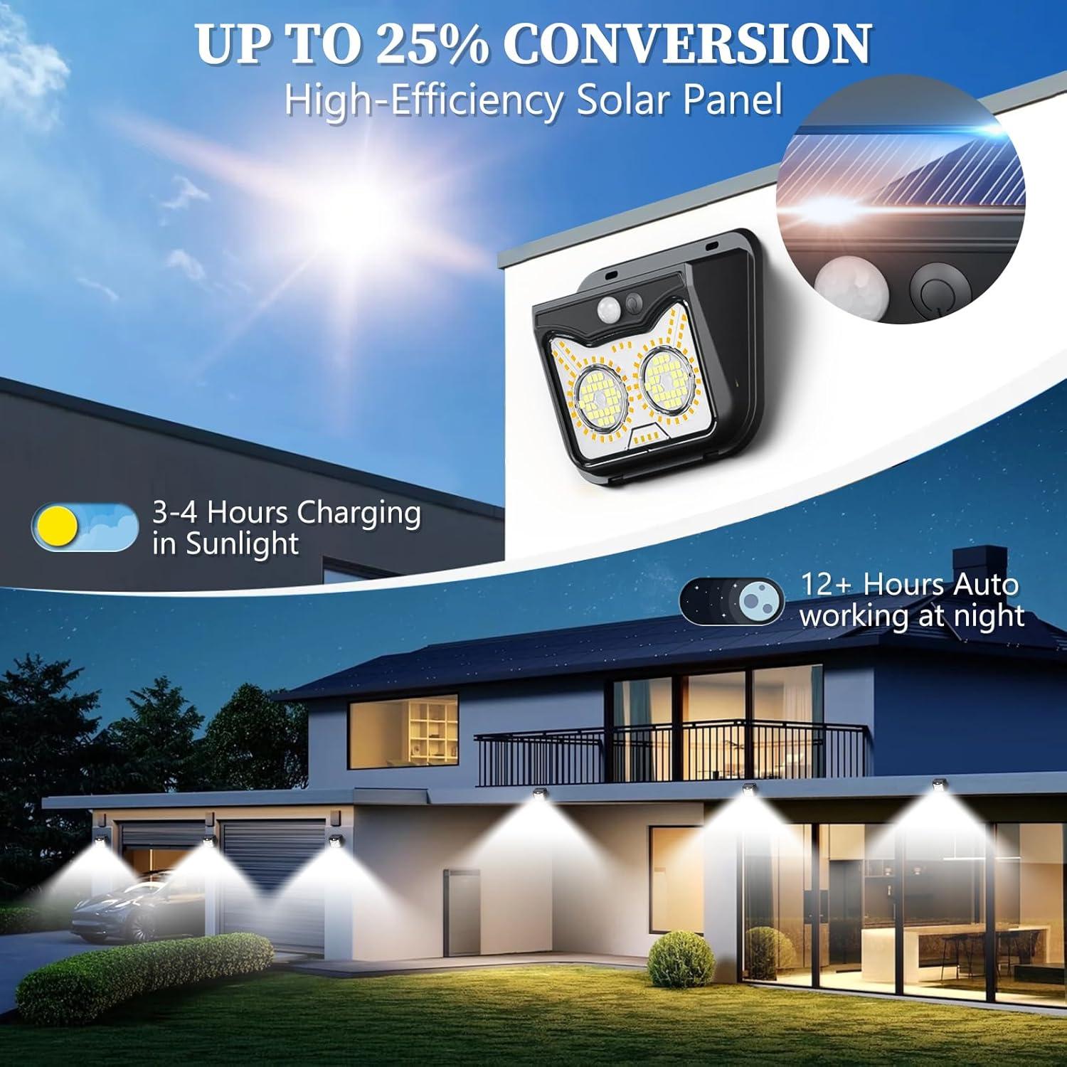 Luces Solares de Movimiento Yarmlys 2 Paquete IP54 3 Modos