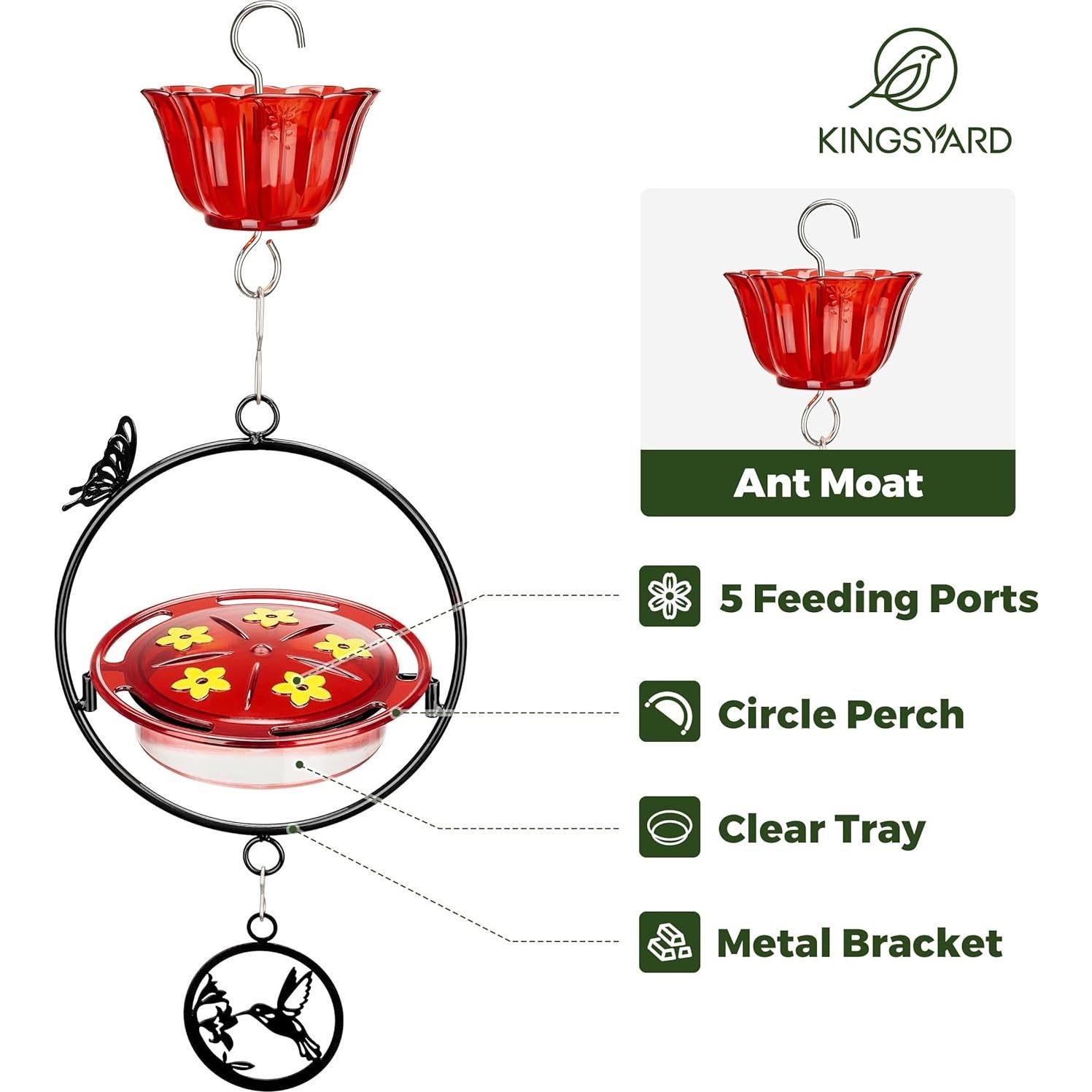 Alimentador de Colibrí Kingsyard 8 oz Colgante Antibacteriano