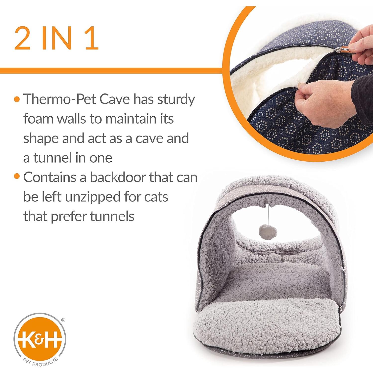 Cueva Térmica para Gatos K&H 43x38x33cm Gris Lavable