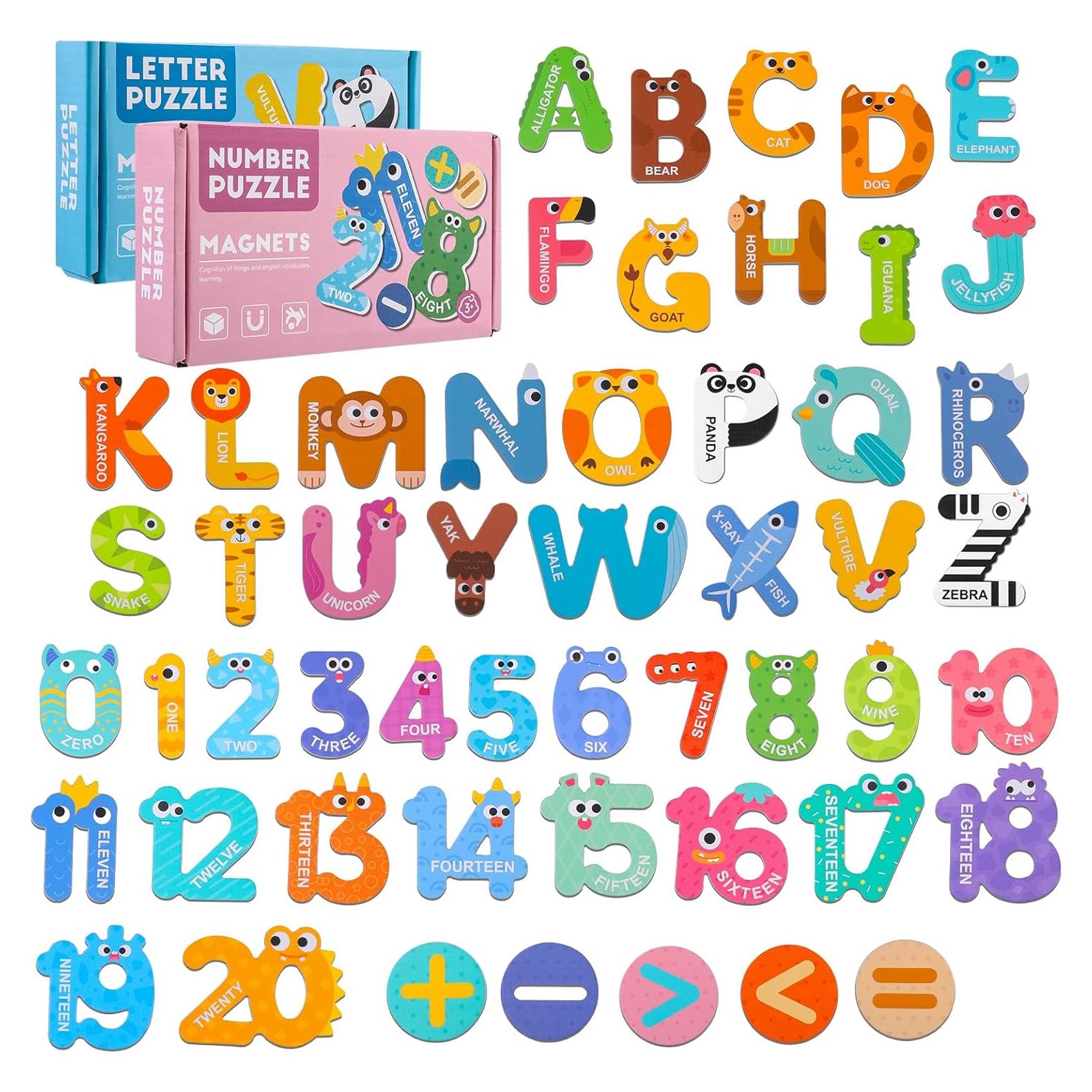 Letras y Números Magnéticos Thboxes 52 Piezas Coloridas