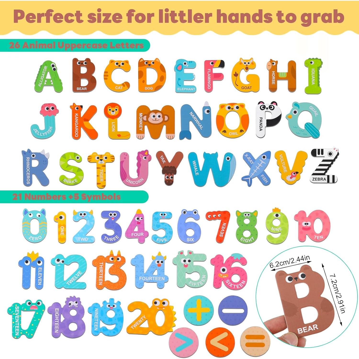 Letras y Números Magnéticos Thboxes 52 Piezas Coloridas