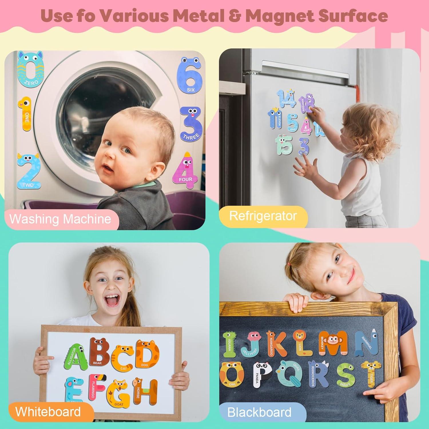 Letras y Números Magnéticos Thboxes 52 Piezas Coloridas