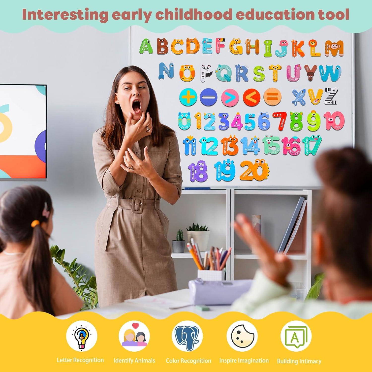 Letras y Números Magnéticos Thboxes 52 Piezas Coloridas