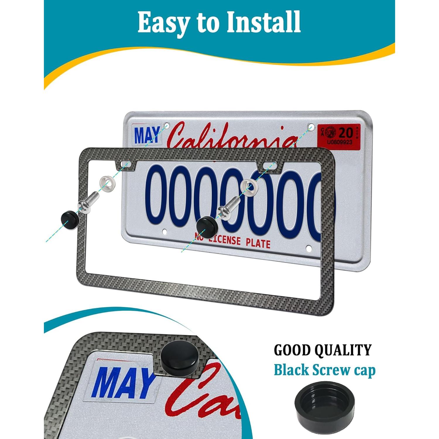 Marcos de Placas de Licencia Aootf Fibra de Carbono - 2 Piezas