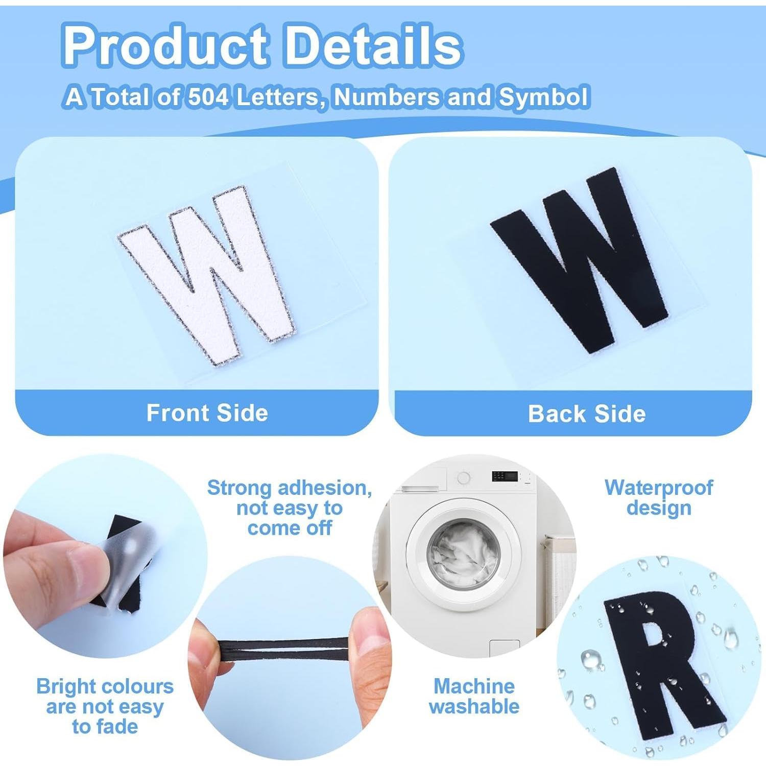 Letras y Números Termoadhesivos SIQUNUO 5.08cm Negro 6 Hojas