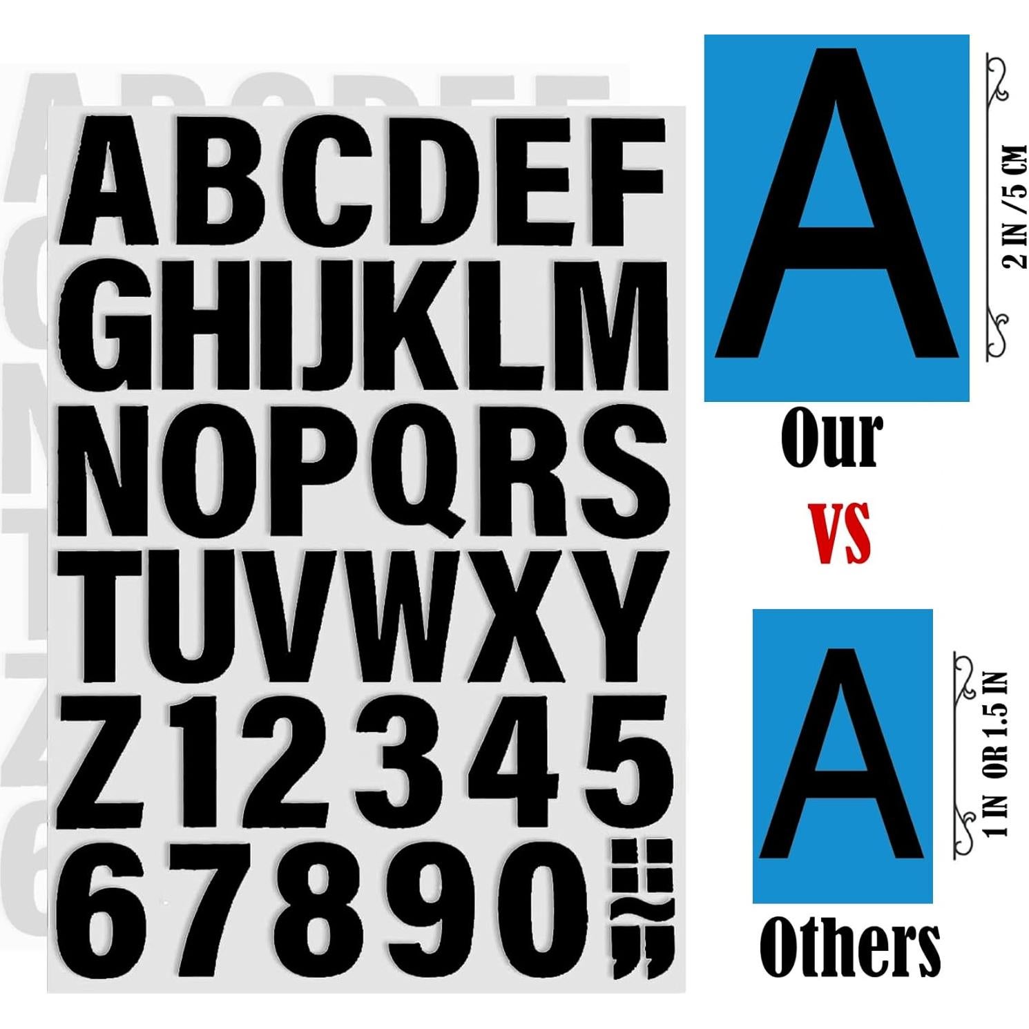 Letras y Números Termoadhesivos SIQUNUO 5.08cm Negro 6 Hojas